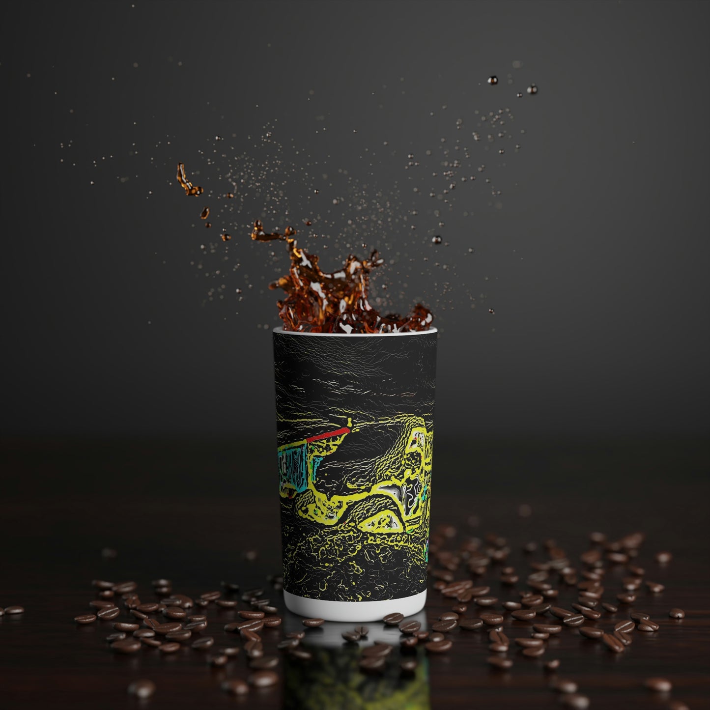 Conical Coffee Mugs (3oz, 8oz, 12oz) ... "Snow Vehicle In Snow Storm At-Rest" ... Circa 12Mar23 ... Central Idaho ... 18-Hours Rendering Time: Original Works ...