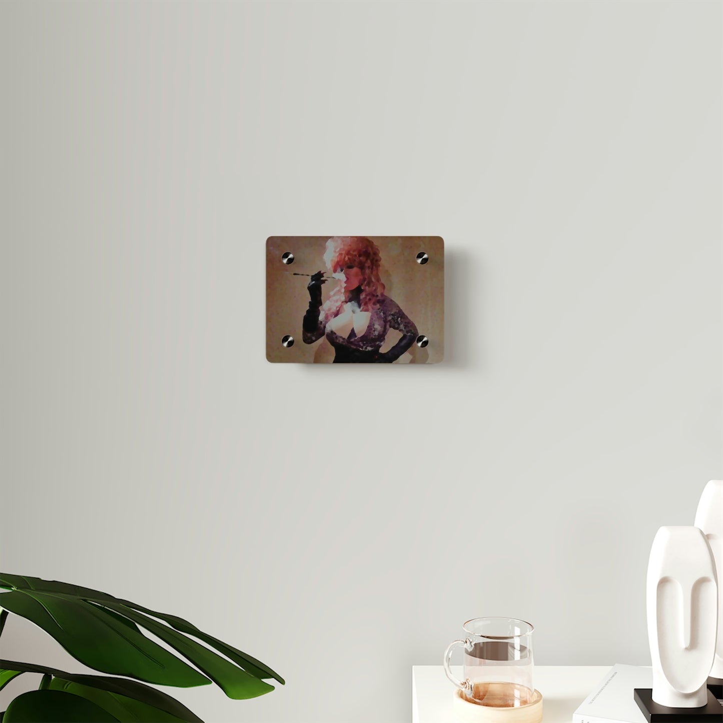 Acrylic Wall Art Panels ...  A Colleague Overseas ... 'Enjoying A Fag' ... Original Works ... "April Fools 2023" ... Hot-Tranny-Smoke ...