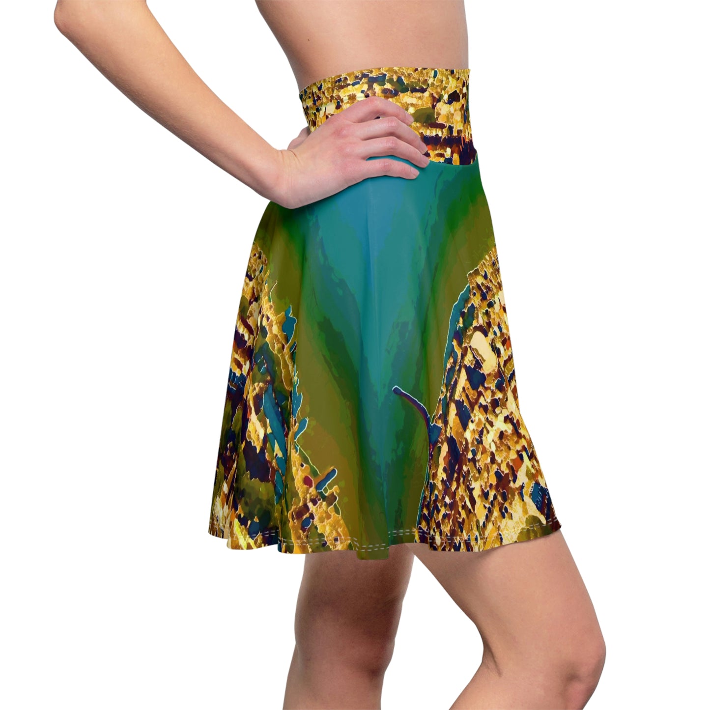 Women's Skater Skirt ... Au Paris ... "Along The River Seine" ... Barbara Joan Bonnell-Holt: 1972 ... Original Works ...