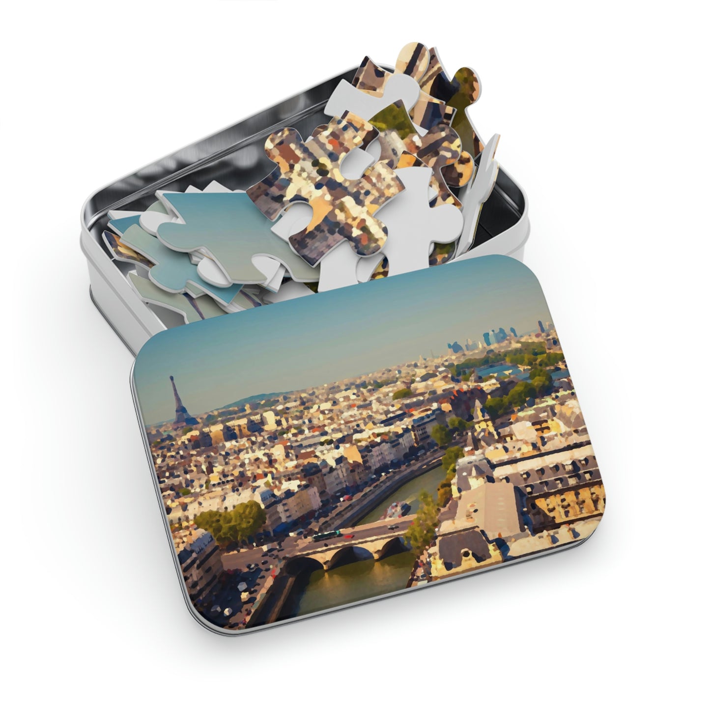 Jigsaw Puzzle (30, 110, 252, 500,1000-Piece) ... Au Paris ... "Along The River Seine" ... Barbara Joan Bonnell-Holt: 1972 ... Original Works ...