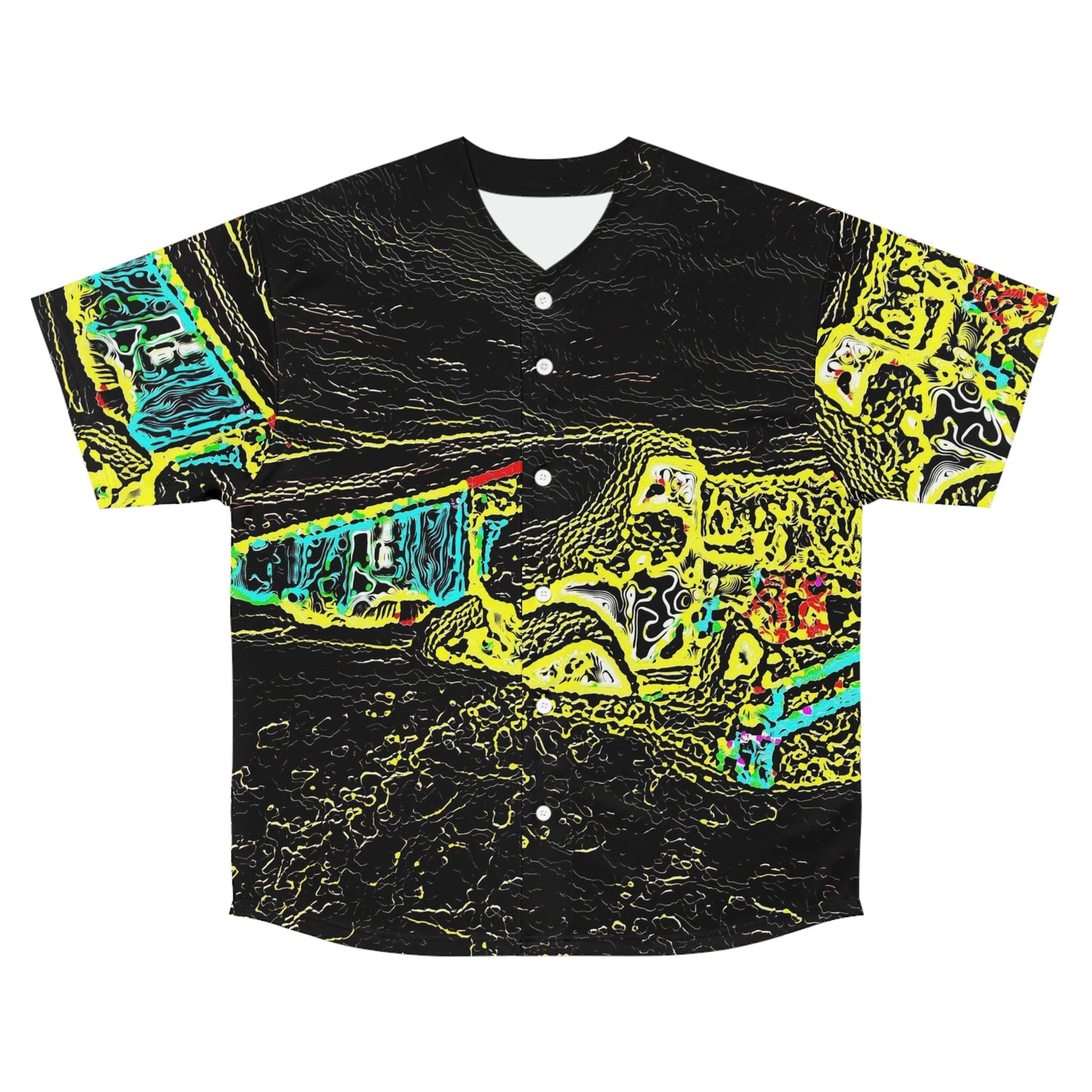 Men's Baseball Jersey (AOP) ... "Snow Vehicle In Snow Storm At-Rest" ... Circa 12Mar23 ... Central Idaho ... 18-Hours Rendering Time: Original Works ...