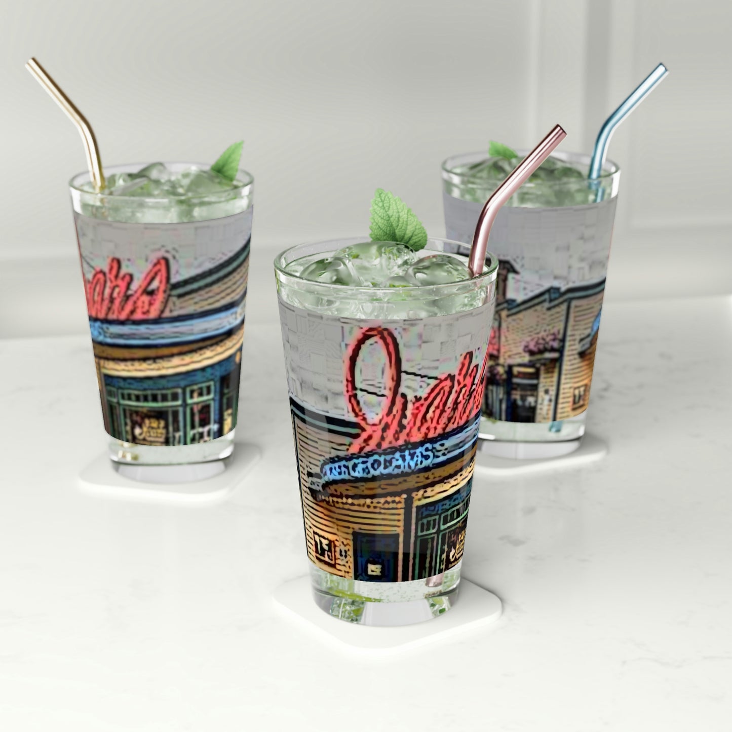 Pint Glass, 16oz ...  In-A-Hurry & Stressed? ... Remember: Keep "Clam" ... Clam_Happy ...  'Ivars: Seattle Waterfront' ... Personal Archives ... Original Works ...