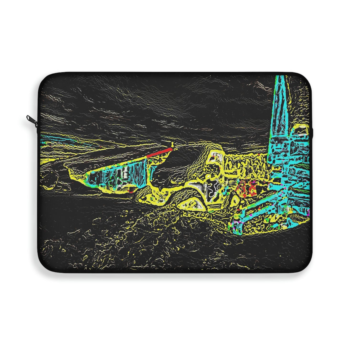 Laptop Sleeve ... "Snow Vehicle In Snow Storm At-Rest" ... Circa 12Mar23 ... Central Idaho ... 18-Hours Rendering Time: Original Works ...
