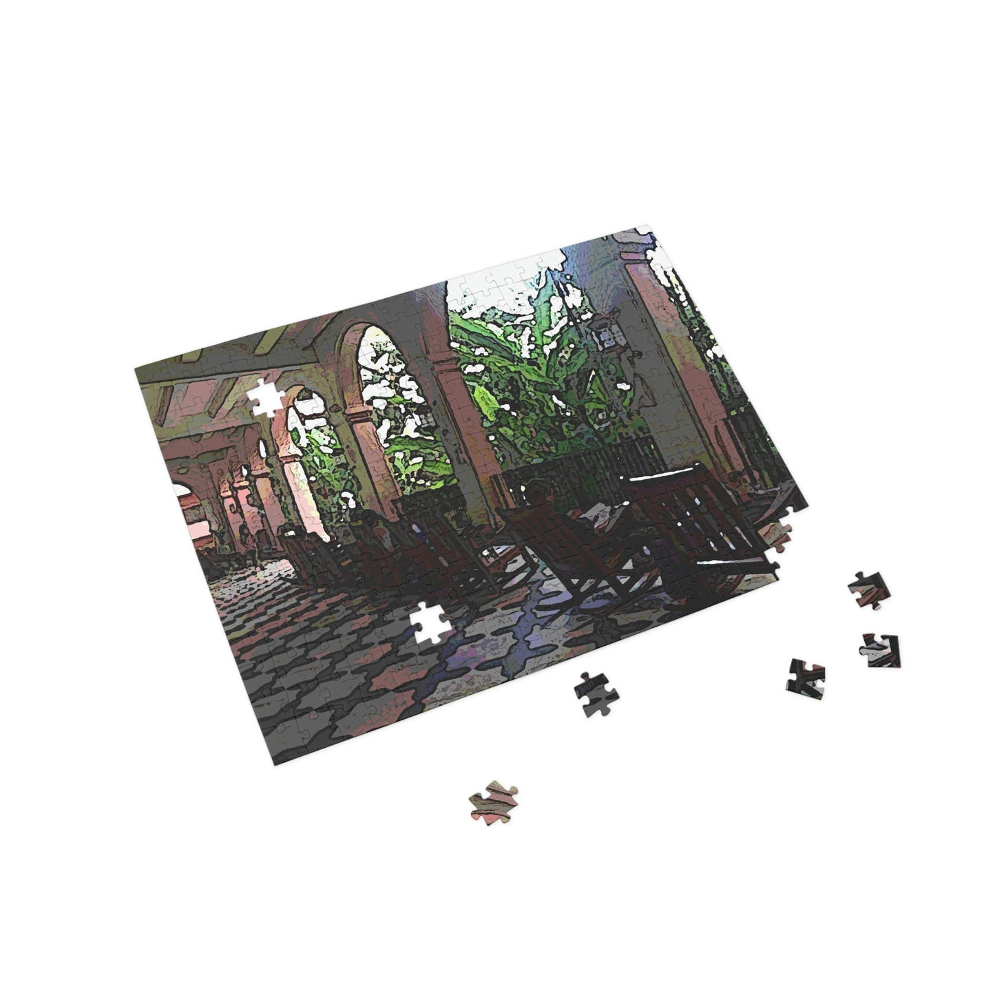 Puzzle (96, 252, 500, 1000-Piece) ... Lanai & Rocking Chairs At: 'The Pink Palace' ... The Royal Hawai'ian ... Honolulu, HI ... '27Oct2014' ... Original Works ...