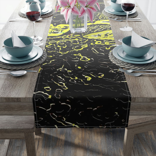 Table Runner (Cotton, Poly) ... "Snow Vehicle In Snow Storm At-Rest" ... Circa 12Mar23 ... Central Idaho ... 18-Hours Rendering Time: Original Works ...