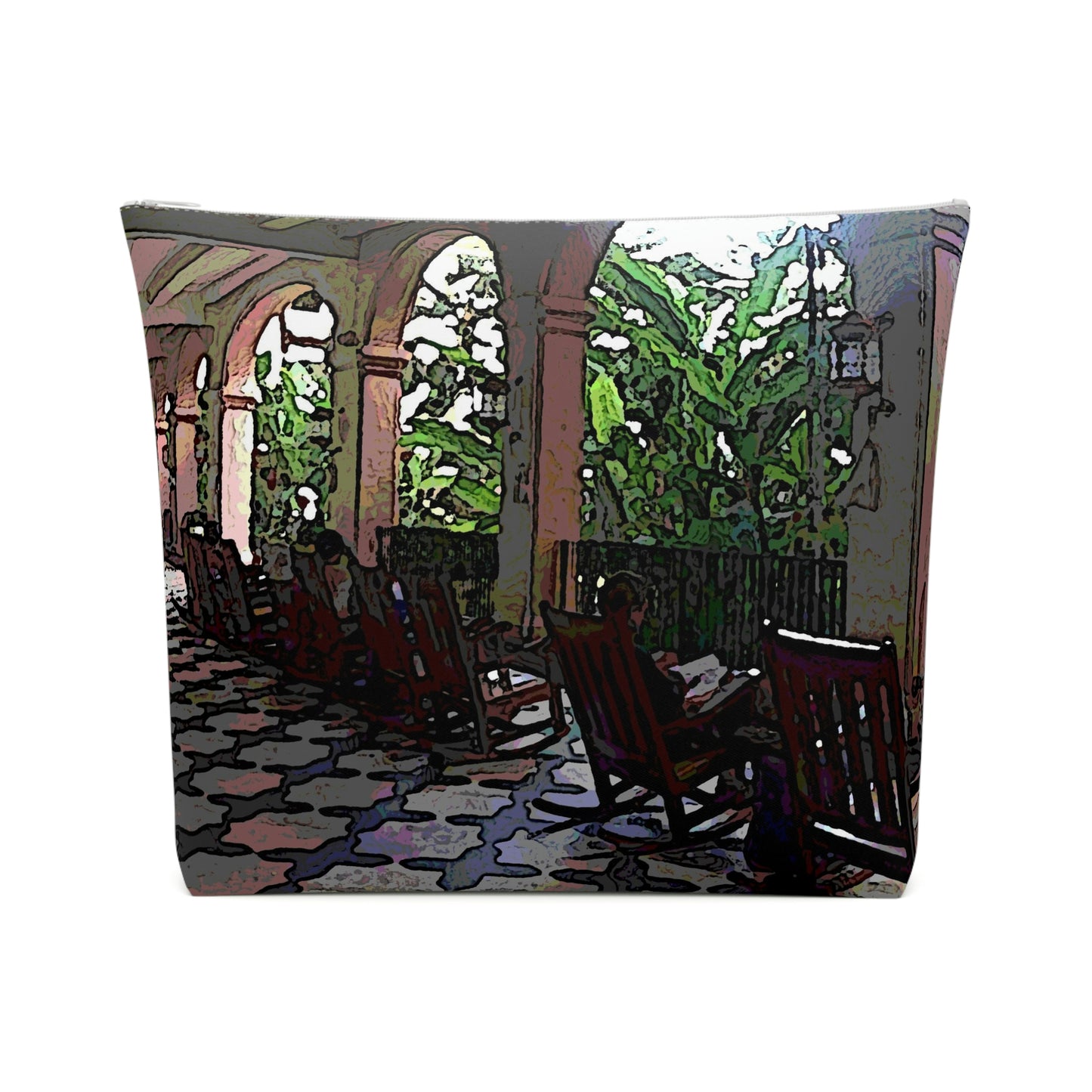 Cotton Cosmetic Bag ...  Lanai & Rocking Chairs At: 'The Pink Palace' ... The Royal Hawai'ian ... Honolulu, HI ... '27Oct2014' ... Original Works ...