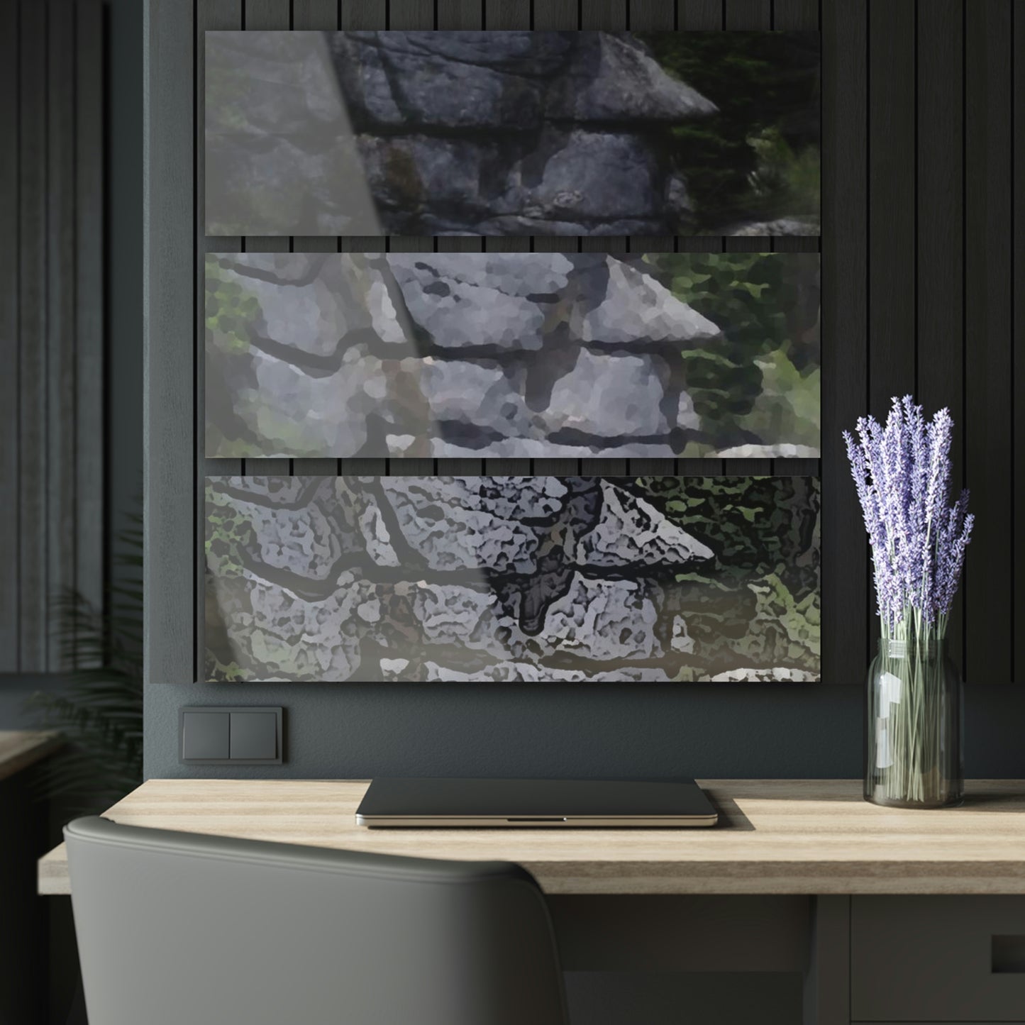 Acrylic Prints (Triptych) ... "I Am Innocent" ... Tricky-Dick Immortalized ... Nixon Rock: Along The River ... Central Idaho, Summer 2020 ... Original Works ...