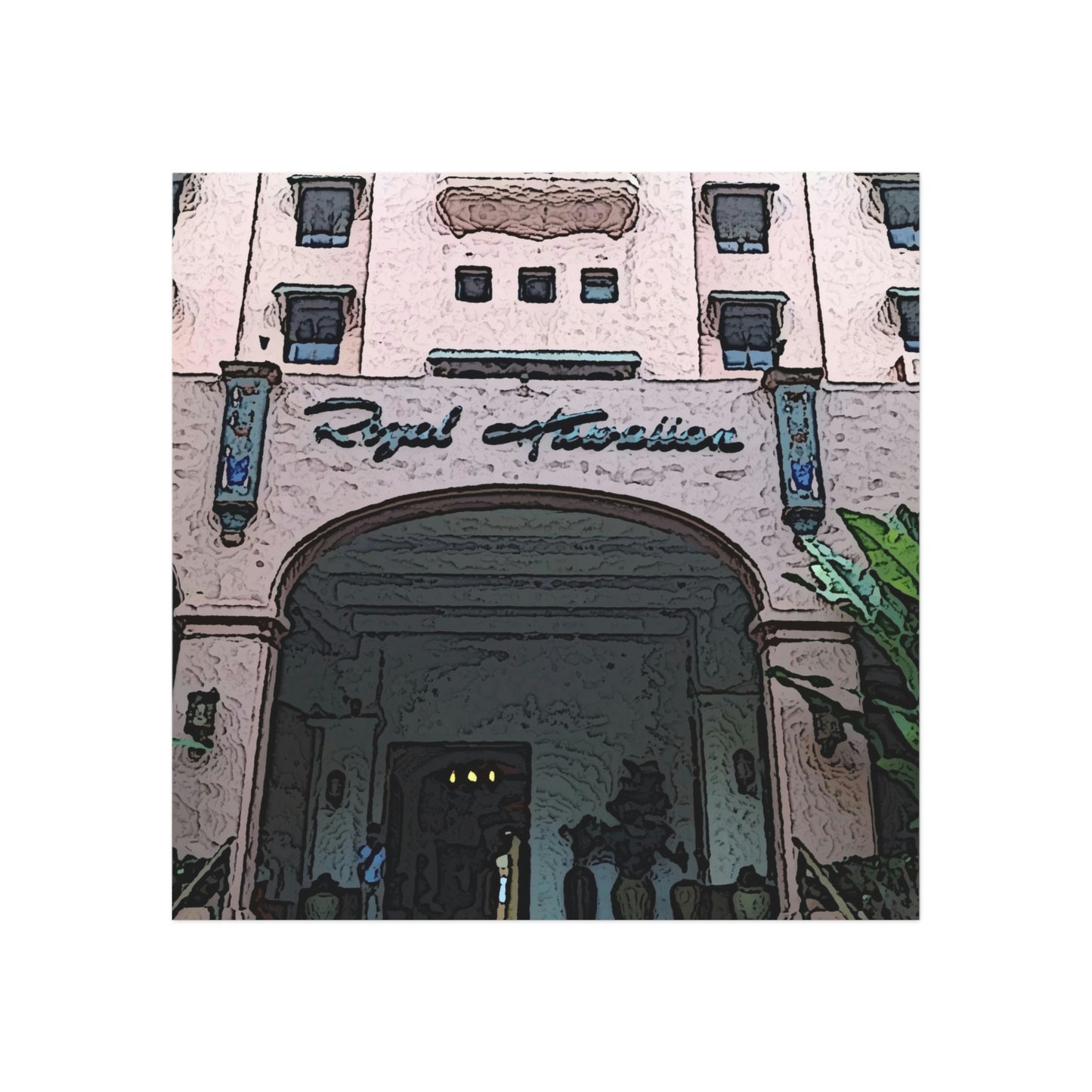 Square Magnet ... "La Grande Entree" At: 'The Pink Palace' ... The Royal Hawai'ian ... Honolulu, HI ... '27Oct2014' ... Original Works ...