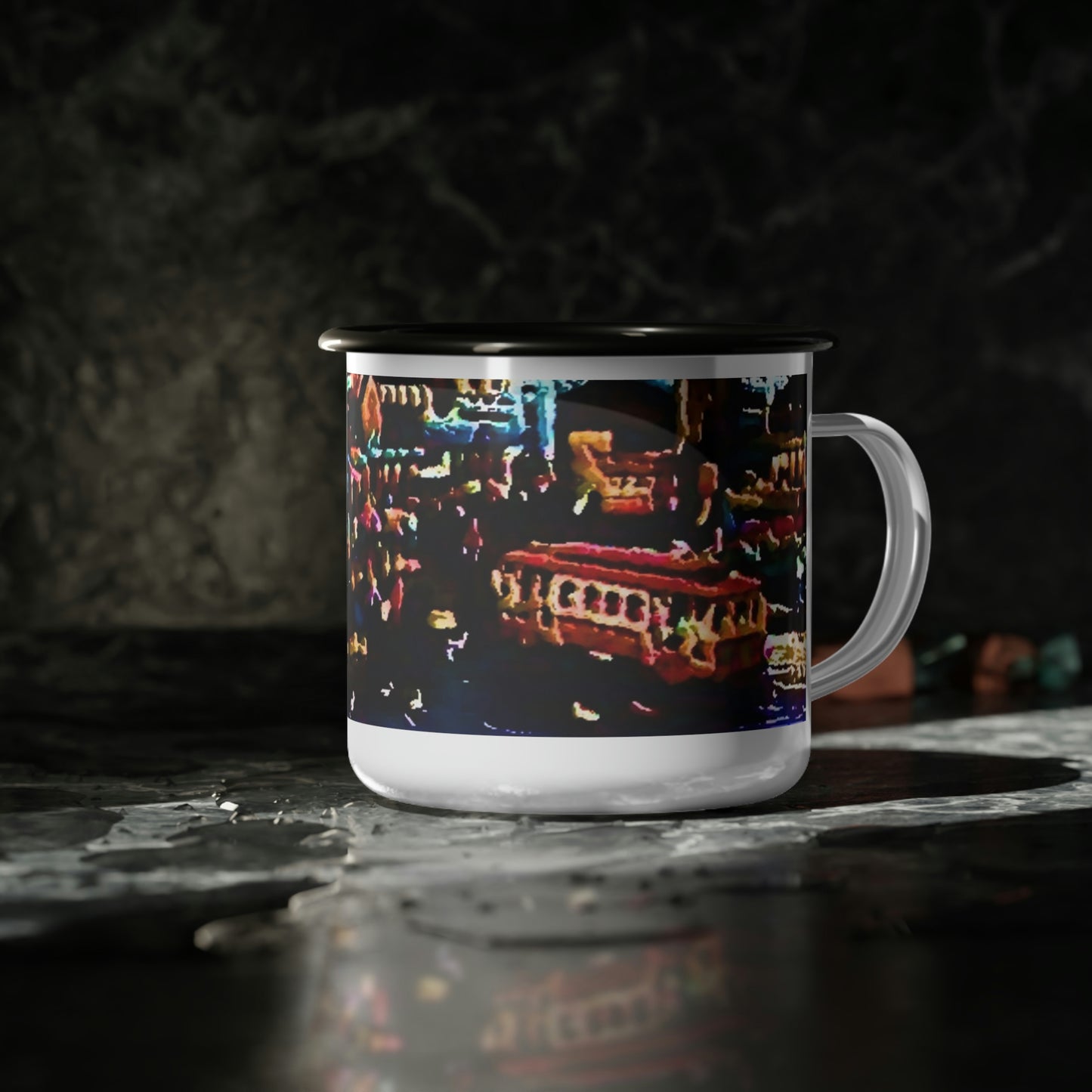 Enamel Camp Cup ...  "No.9 Fishermen's Grotto - Fishermen's Wharf, SF, California" ... Family Archives: 1970's ... Original Works ...