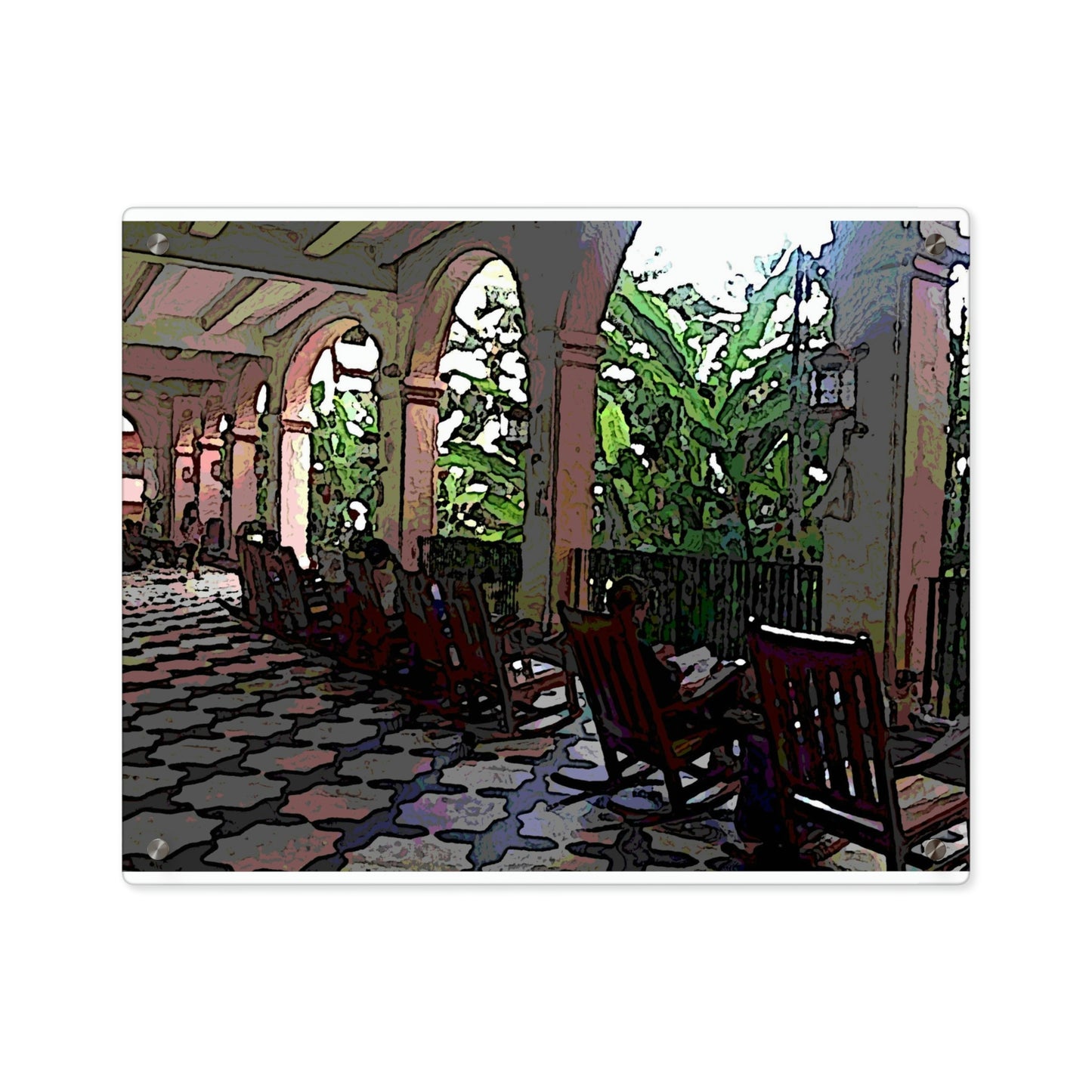 Acrylic Wall Art Panels ...  Lanai & Rocking Chairs At: 'The Pink Palace' ... The Royal Hawai'ian ... Honolulu, HI ... '27Oct2014' ... Original Works ...