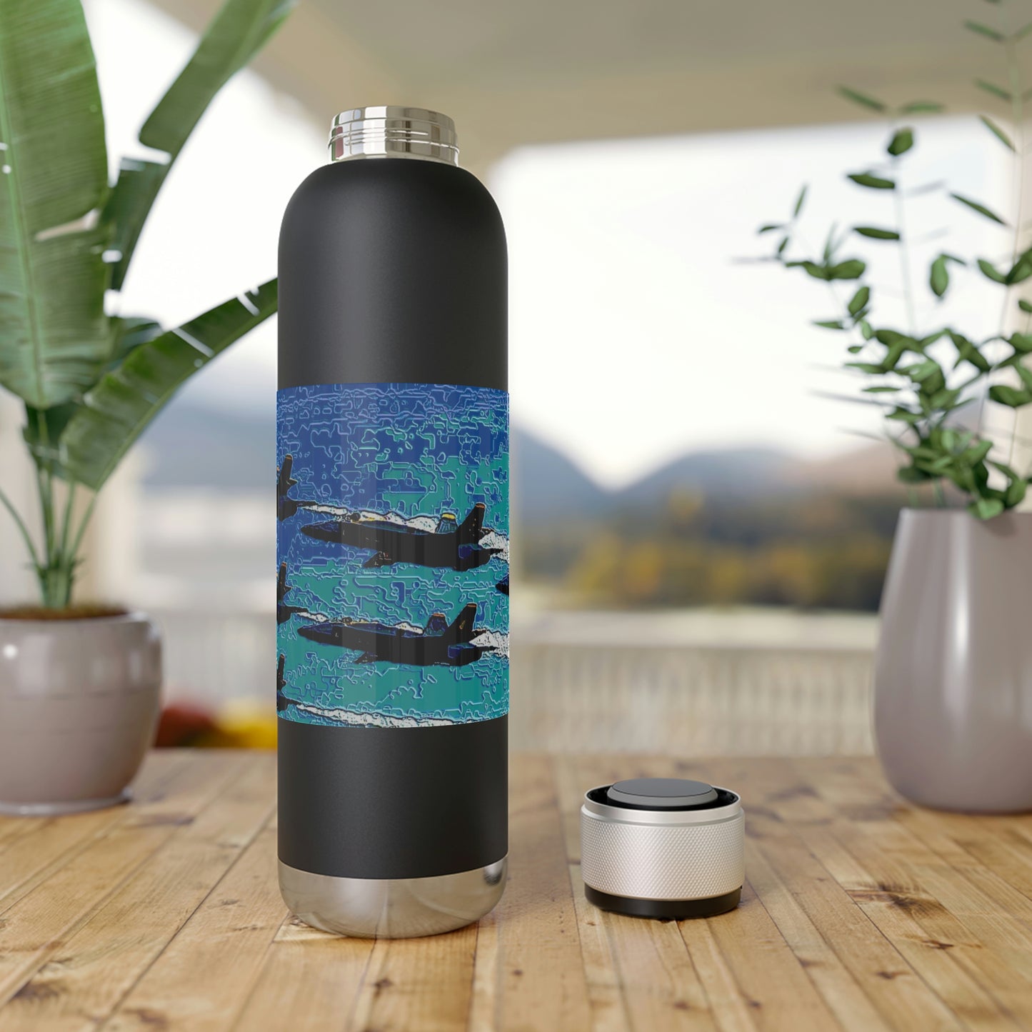 Soundwave Copper Vacuum Audio Bottle 22oz ... Seattle Seafair ..."Blue Angels Run Over Lake Washington" ... Circa Mid 1980's ... Dr FJ Holt ... Original Works ...