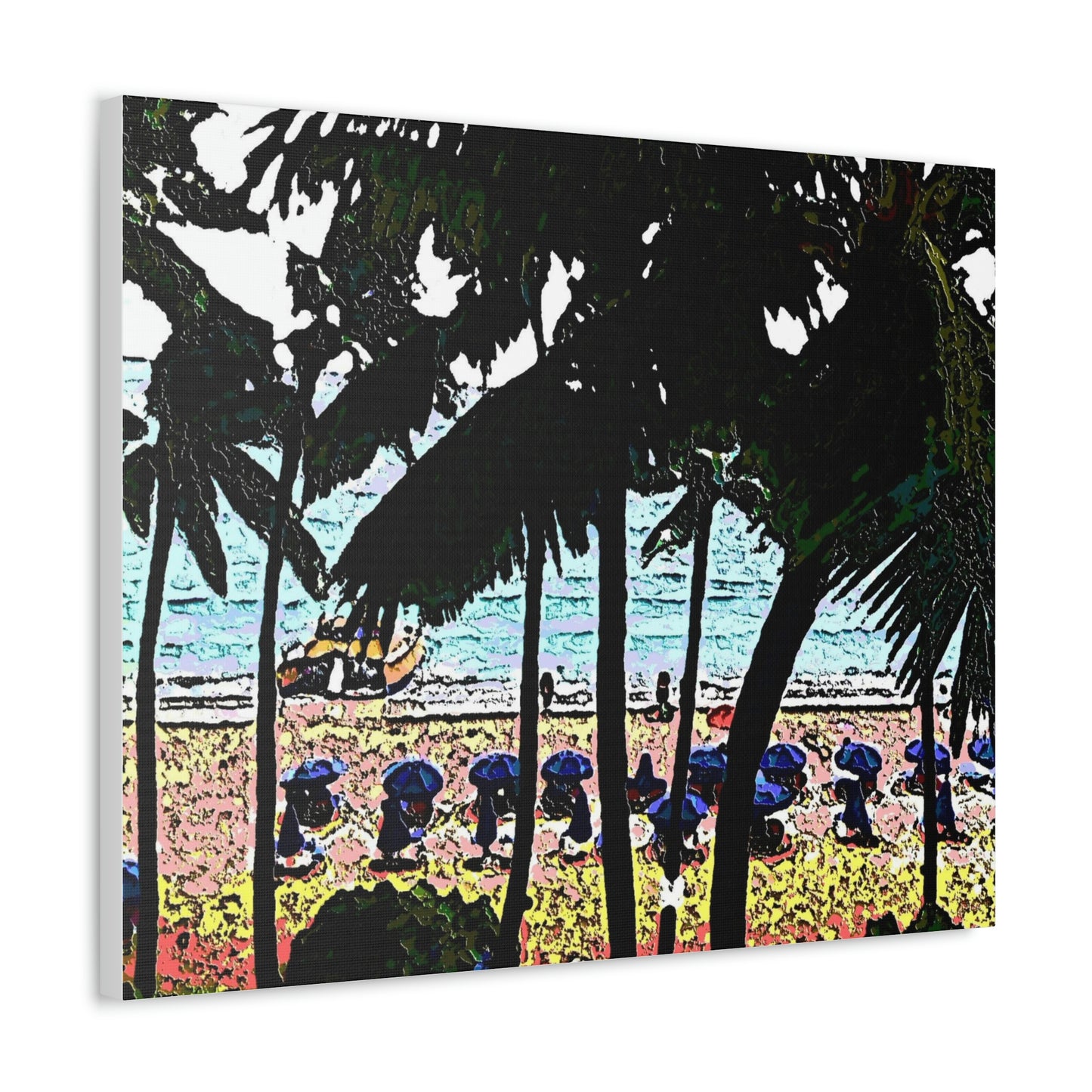 Satin Canvas, Stretched ... "A Beautiful Beach Amongst The Palms" ... The Outrigger Waikiki, Honolulu, Oahu ... Original Works ...