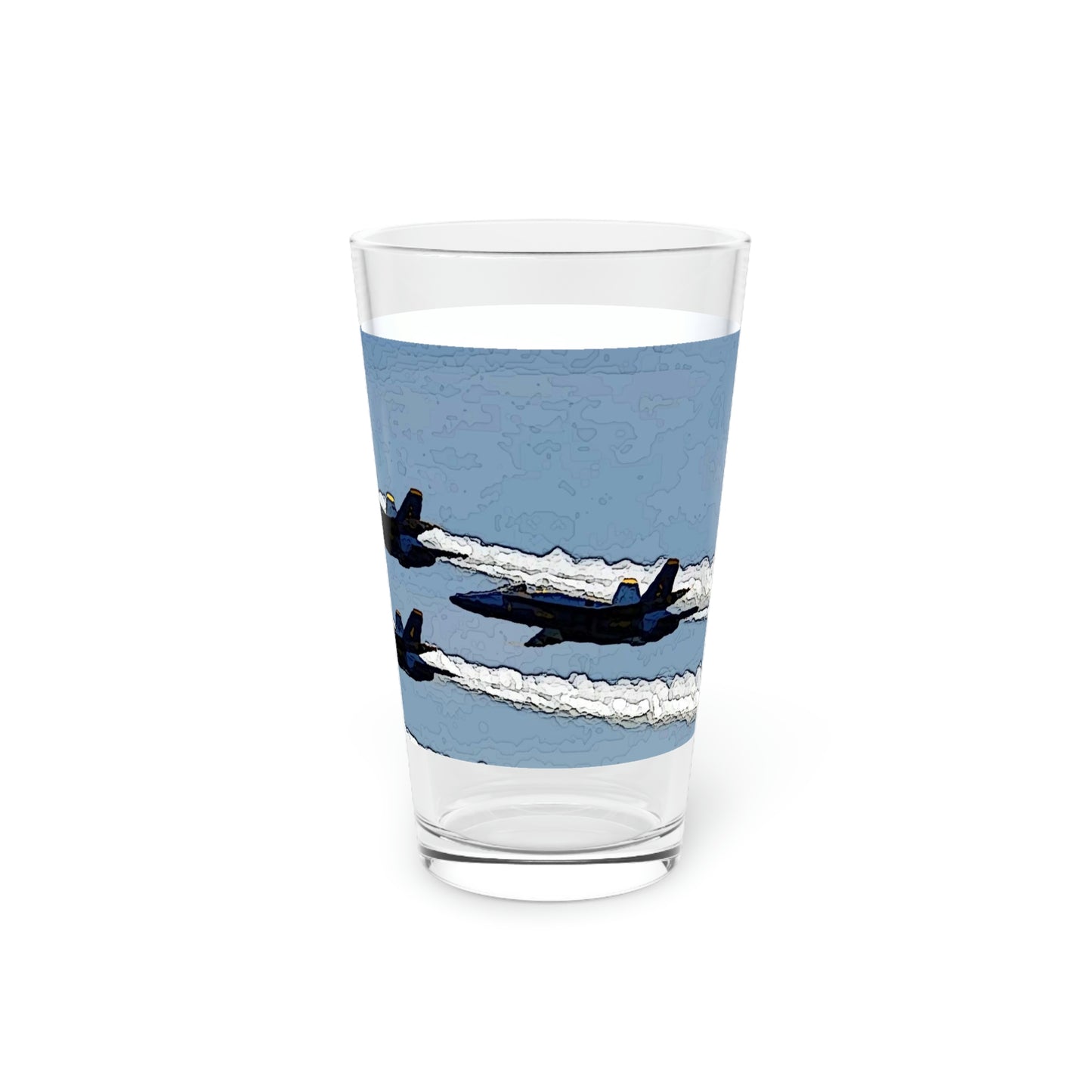 Pint Glass, 16oz ... Seattle Seafair ..."Blue Angels Run Over Lake Washington" ... Circa Mid 1980's ... Dr FJ Holt ... Original Works ...