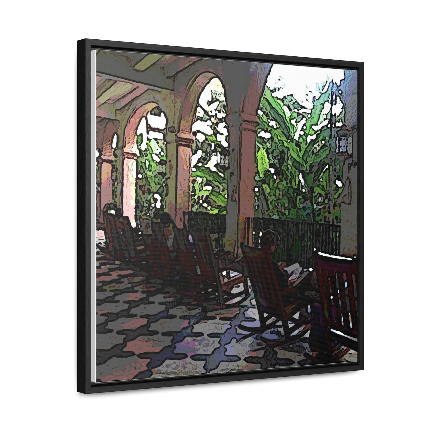 Gallery Canvas Wraps, Square Frame ...  Lanai & Rocking Chairs At: 'The Pink Palace' ... The Royal Hawai'ian ... Honolulu, HI ... '27Oct2014' ... Original Works ...