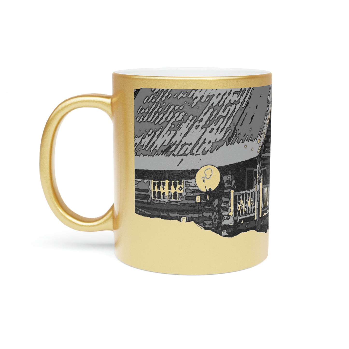 Metallic Mug (Silver\Gold) ... A Beautiful Lodge & Back-Country Outfitter In A Mountain Town ... 'Dixie, Idaho, November 2022' ... Original Works ...