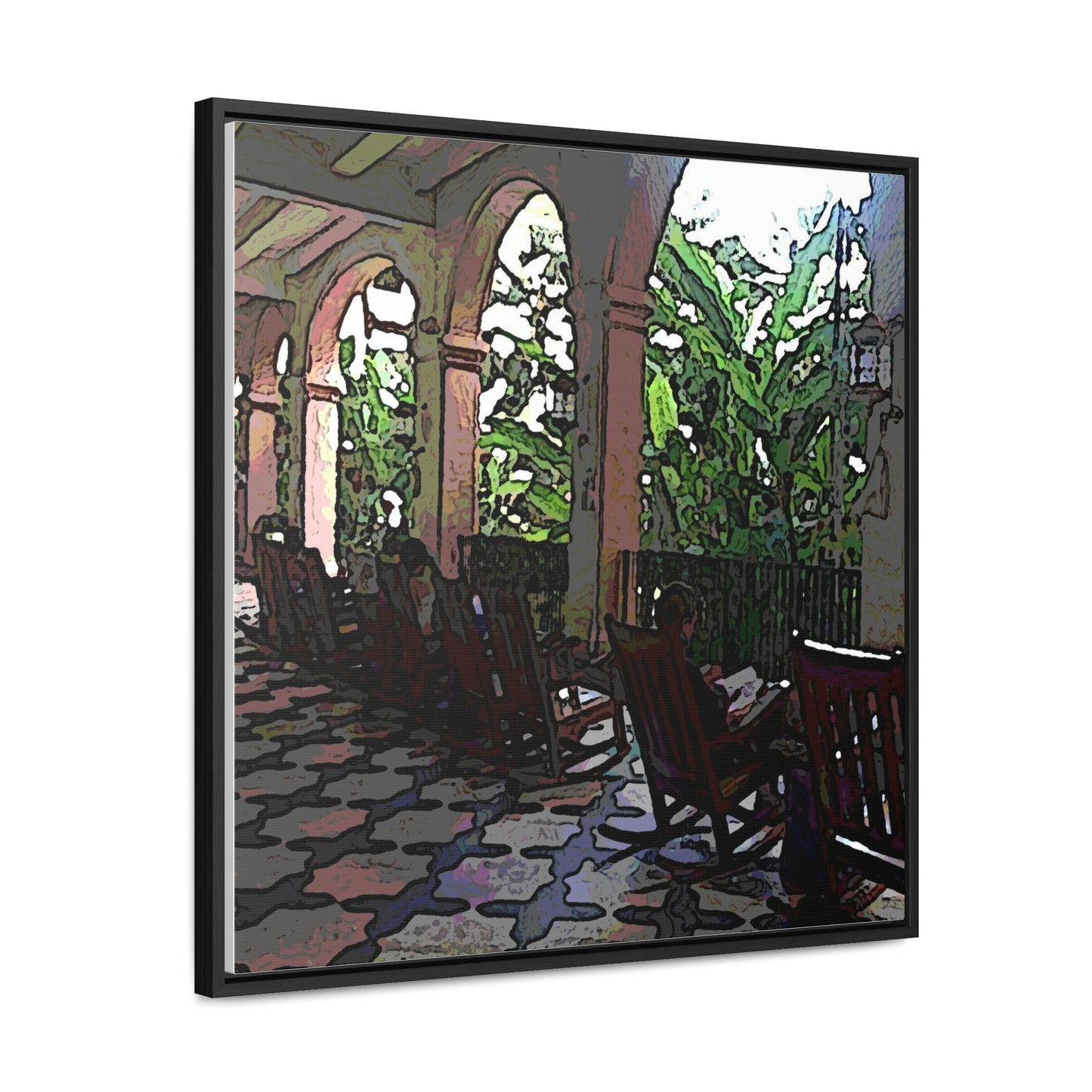 Gallery Canvas Wraps, Square Frame ...  Lanai & Rocking Chairs At: 'The Pink Palace' ... The Royal Hawai'ian ... Honolulu, HI ... '27Oct2014' ... Original Works ...