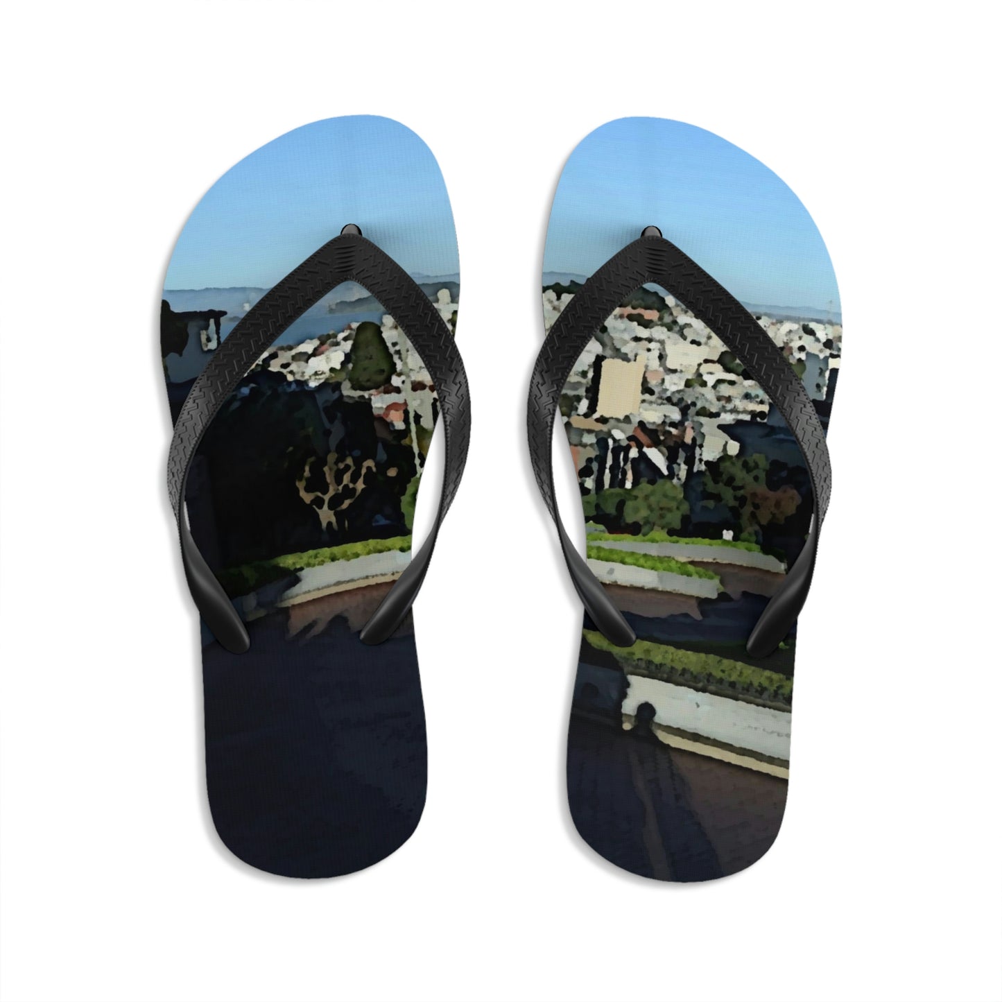 Unisex Flip-Flops  ... "Lombard Street San Francisco, CA, USA" ... Family Archives 1970's ... Original Works ...