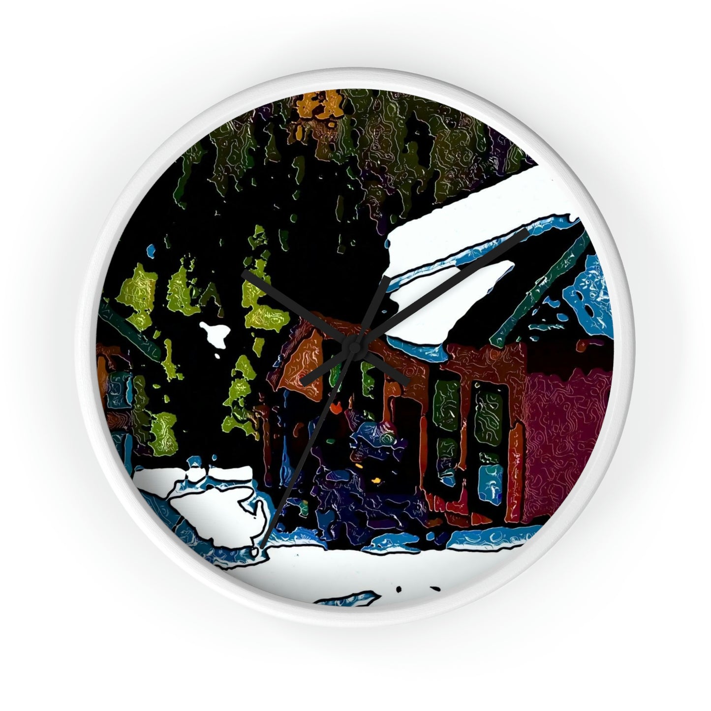 Wall clock ... "A Rider Passeth-Through-It" ... Colors Galore & A Bit Of Impressionism ... Original Works. Winter 2021. Central Idaho. Rendering Time: 12 Hours ...