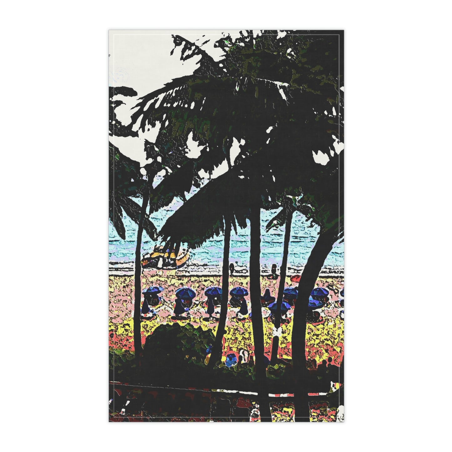 Kitchen Towel ... "A Beautiful Beach Amongst The Palms" ... The Outrigger Waikiki, Honolulu, Oahu ... Original Works ...