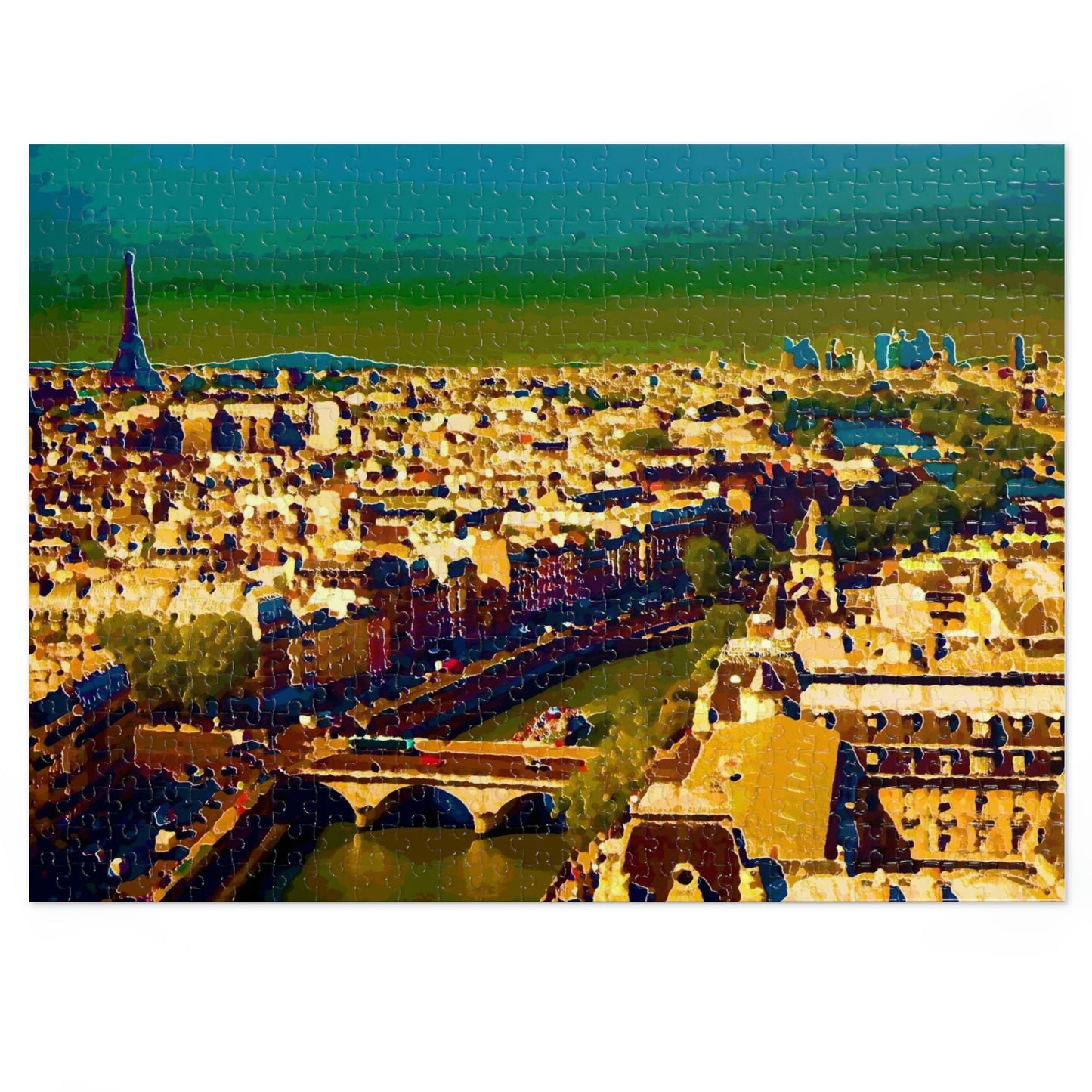 Jigsaw Puzzle (30, 110, 252, 500,1000-Piece) ... Au Paris ... "Along The River Seine" ... Barbara Joan Bonnell-Holt: 1972 ... Original Works ...