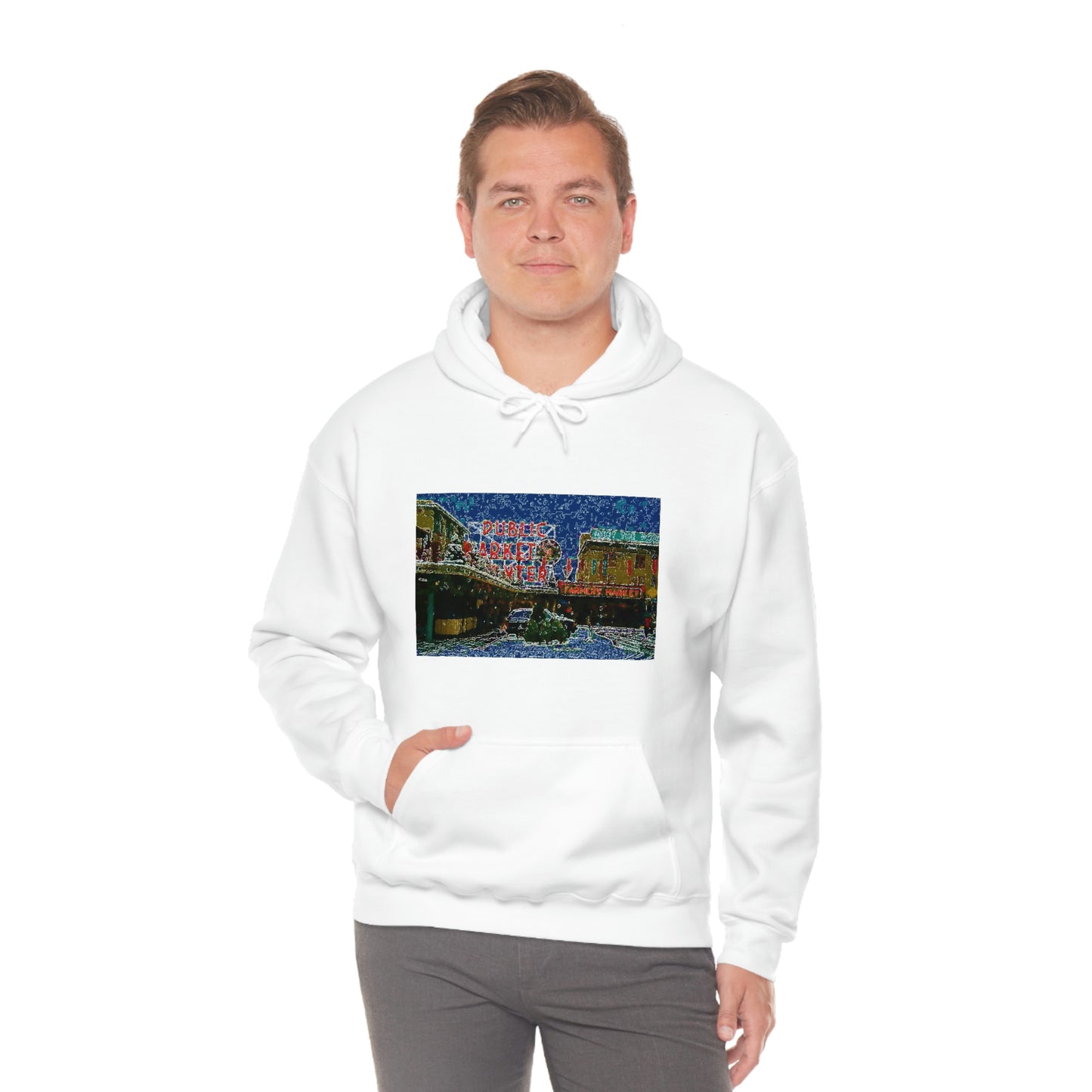 Unisex Heavy Blend™ Hooded Sweatshirt ... Pike Place Market: 'The Public Market', Seattle, Washington. Circa Fall 2013 ...