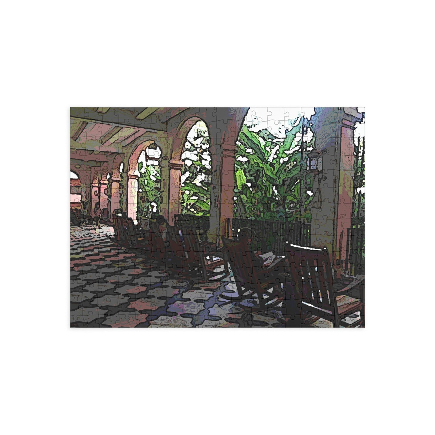 Puzzle (96, 252, 500, 1000-Piece) ... Lanai & Rocking Chairs At: 'The Pink Palace' ... The Royal Hawai'ian ... Honolulu, HI ... '27Oct2014' ... Original Works ...