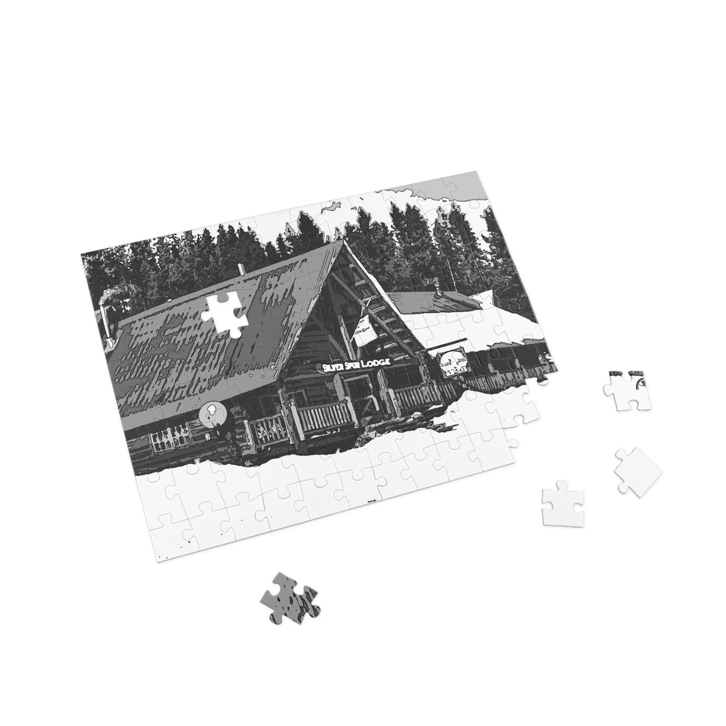 Puzzle (96, 252, 500, 1000-Piece) ... A Beautiful Lodge & Back-Country Outfitter In A Mountain Town ... 'Dixie, Idaho, November 2022' ... Original Works ...