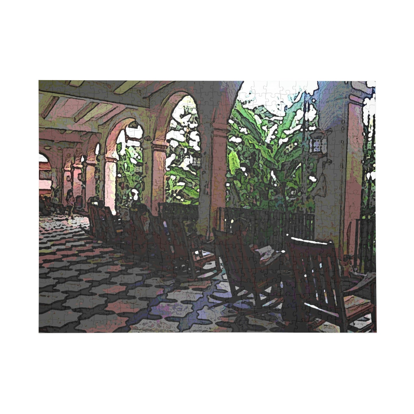 Puzzle (96, 252, 500, 1000-Piece) ... Lanai & Rocking Chairs At: 'The Pink Palace' ... The Royal Hawai'ian ... Honolulu, HI ... '27Oct2014' ... Original Works ...