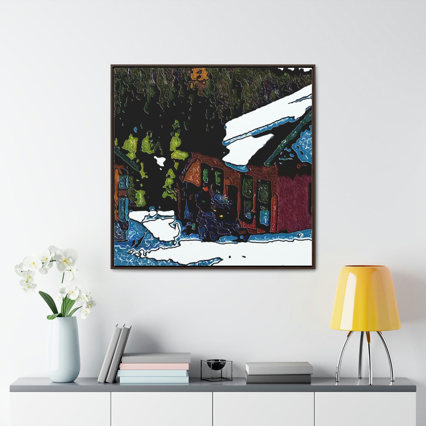 Gallery Canvas Wraps, Square Frame ... "A Rider Passeth-Through-It" ... Colors Galore & A Bit Of Impressionism ... Original Works. Winter 2021. Central Idaho. Rendering Time: 12 Hours ...