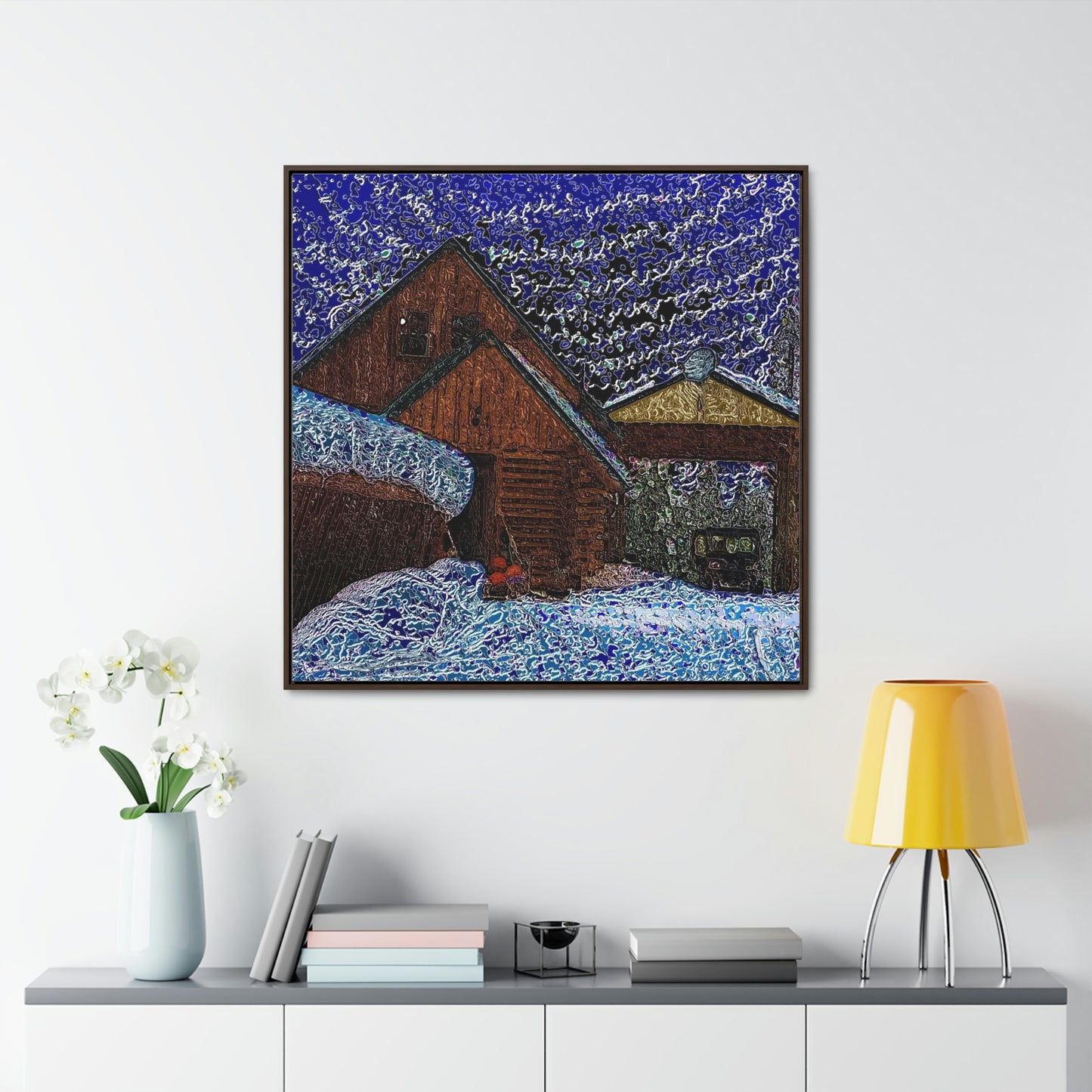 Gallery Canvas Wraps, Square Frame ... A Litle Bit Of Color ...  A Little Bit Of Van Gogh ... A Little Bit Of Vertigo ... "And Away You Go With The Snow .." Original Works: Rendering Time: 16 Hours ...