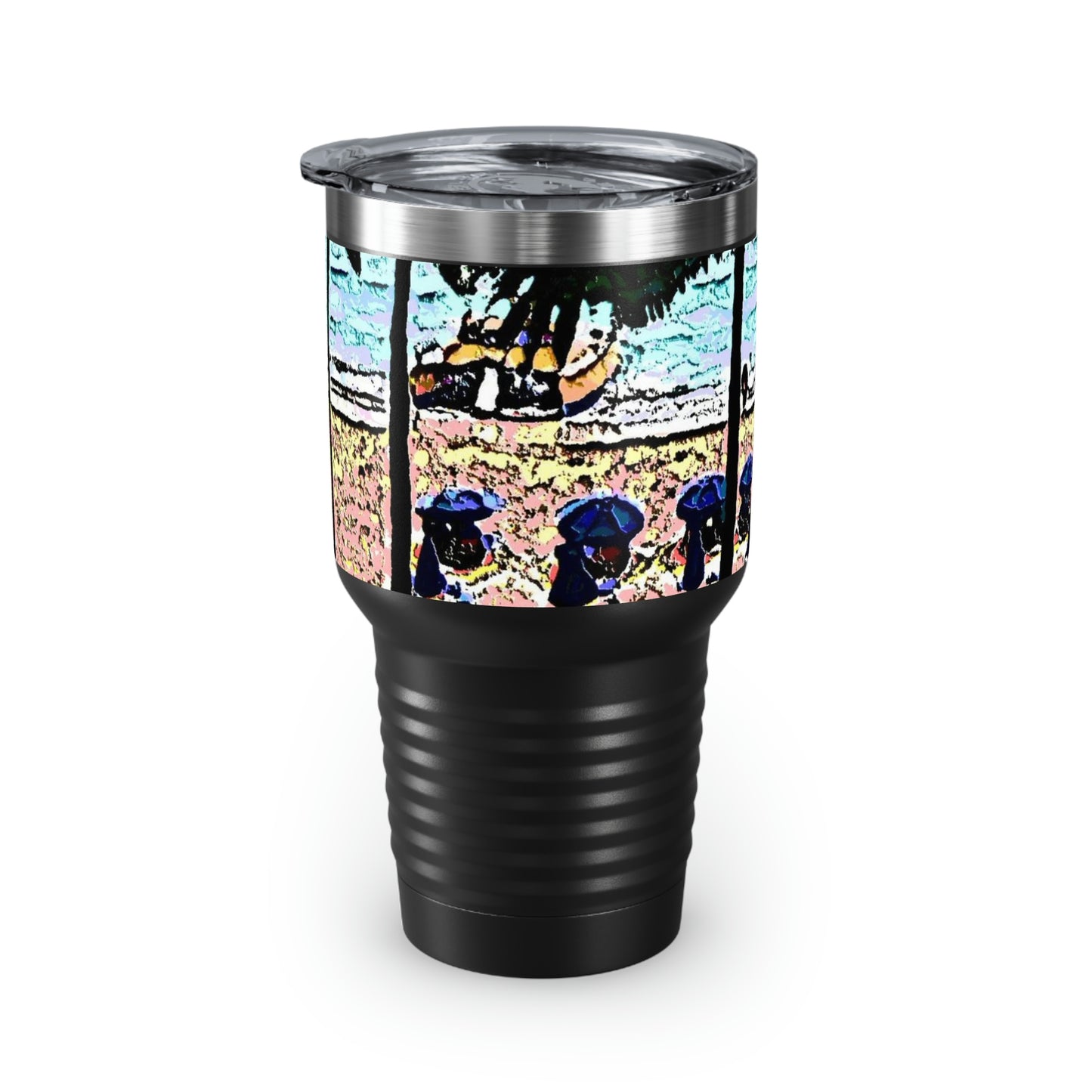 Ringneck Tumbler, 30oz ... "A Beautiful Beach Amongst The Palms" ... The Outrigger Waikiki, Honolulu, Oahu ... Original Works ...