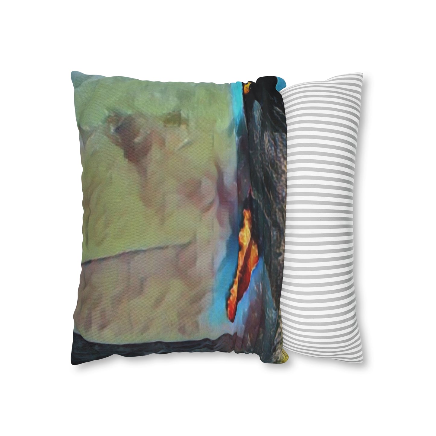 Spun Polyester Square Pillow Case ... An Extraordinary Humpback Breach ... 'With Explosive Energy' ... Family Archives (KPH) ... Circa: 21st Century. Maui, HI ... Original Works ...
