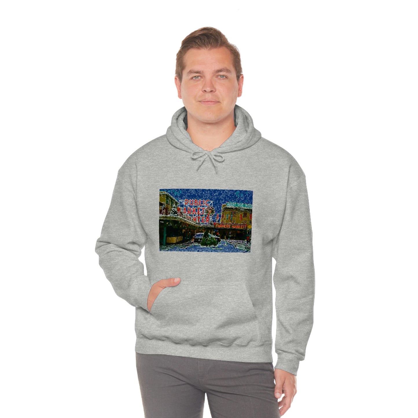 Unisex Heavy Blend™ Hooded Sweatshirt ... Pike Place Market: 'The Public Market', Seattle, Washington. Circa Fall 2013 ...