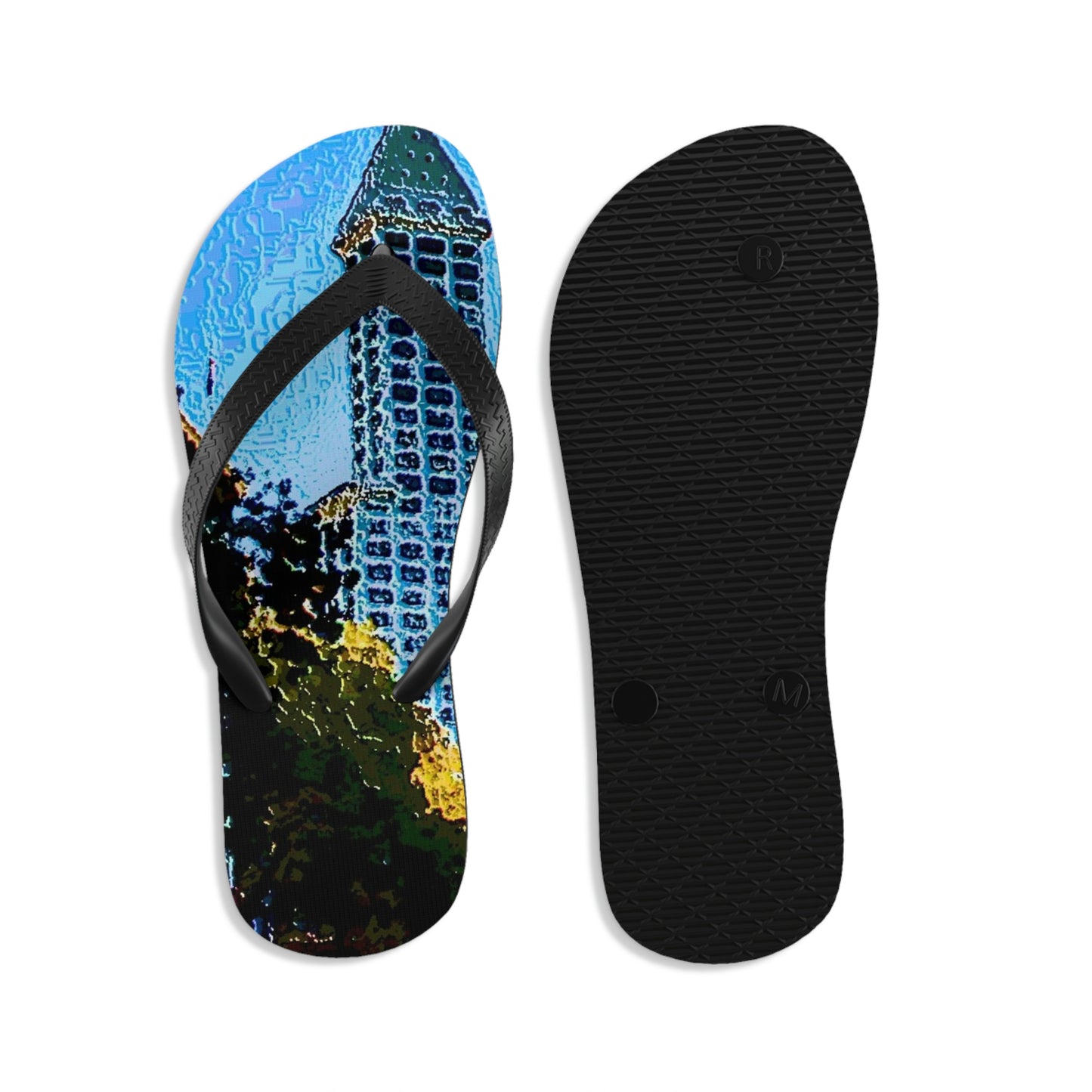 Unisex Flip-Flops ...  Pioneer Square & Smith Tower ... 'That World Famous View' ... Colleague Supplied Photo ... Original Works ...