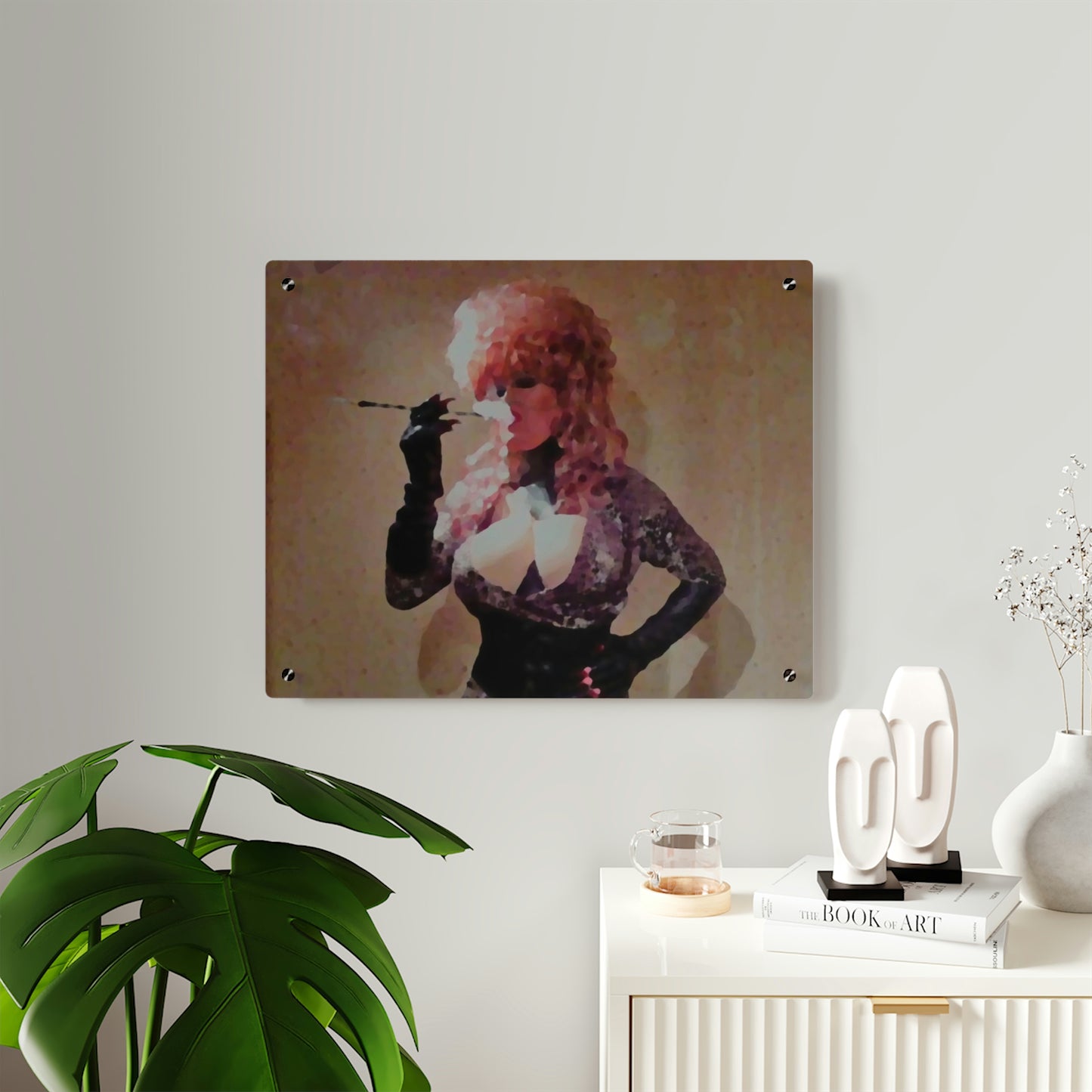 Acrylic Wall Art Panels ...  A Colleague Overseas ... 'Enjoying A Fag' ... Original Works ... "April Fools 2023" ... Hot-Tranny-Smoke ...