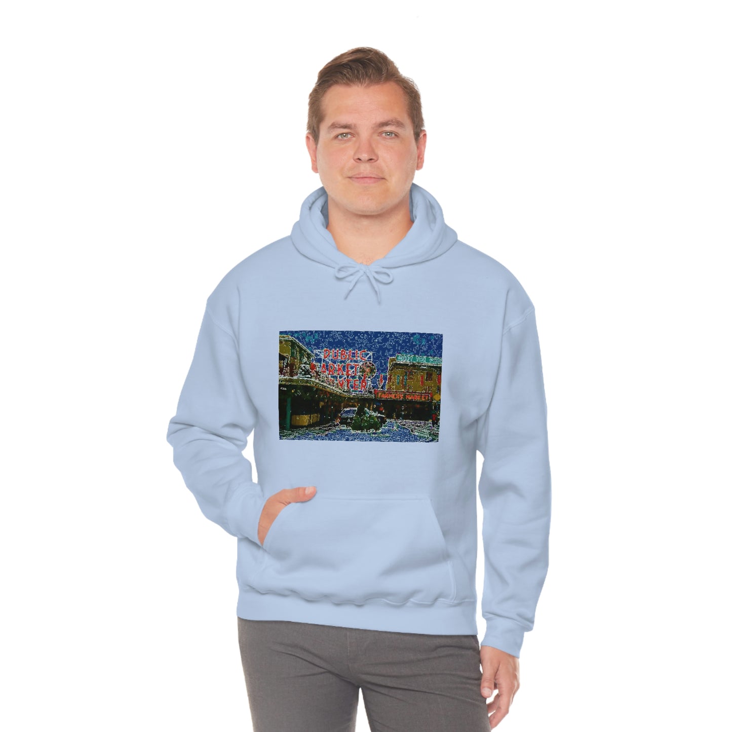 Unisex Heavy Blend™ Hooded Sweatshirt ... Pike Place Market: 'The Public Market', Seattle, Washington. Circa Fall 2013 ...