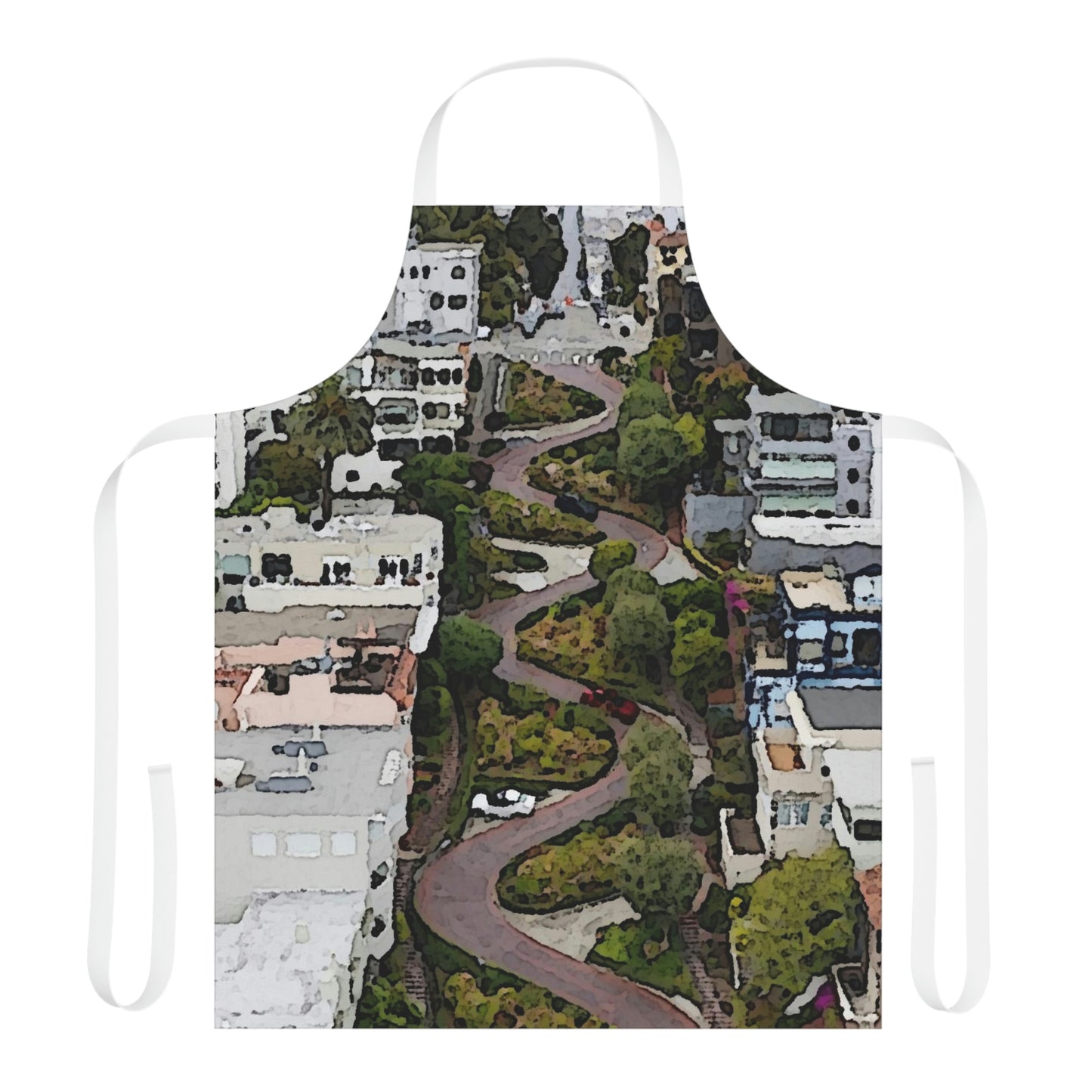 Apron (AOP) ... A Crazy Street ... 'Eight Winding Curve-Switchbacks' ... "Lombard Street, San Francisco, CA' ... Family Archives: 1970's ... Original Works ...