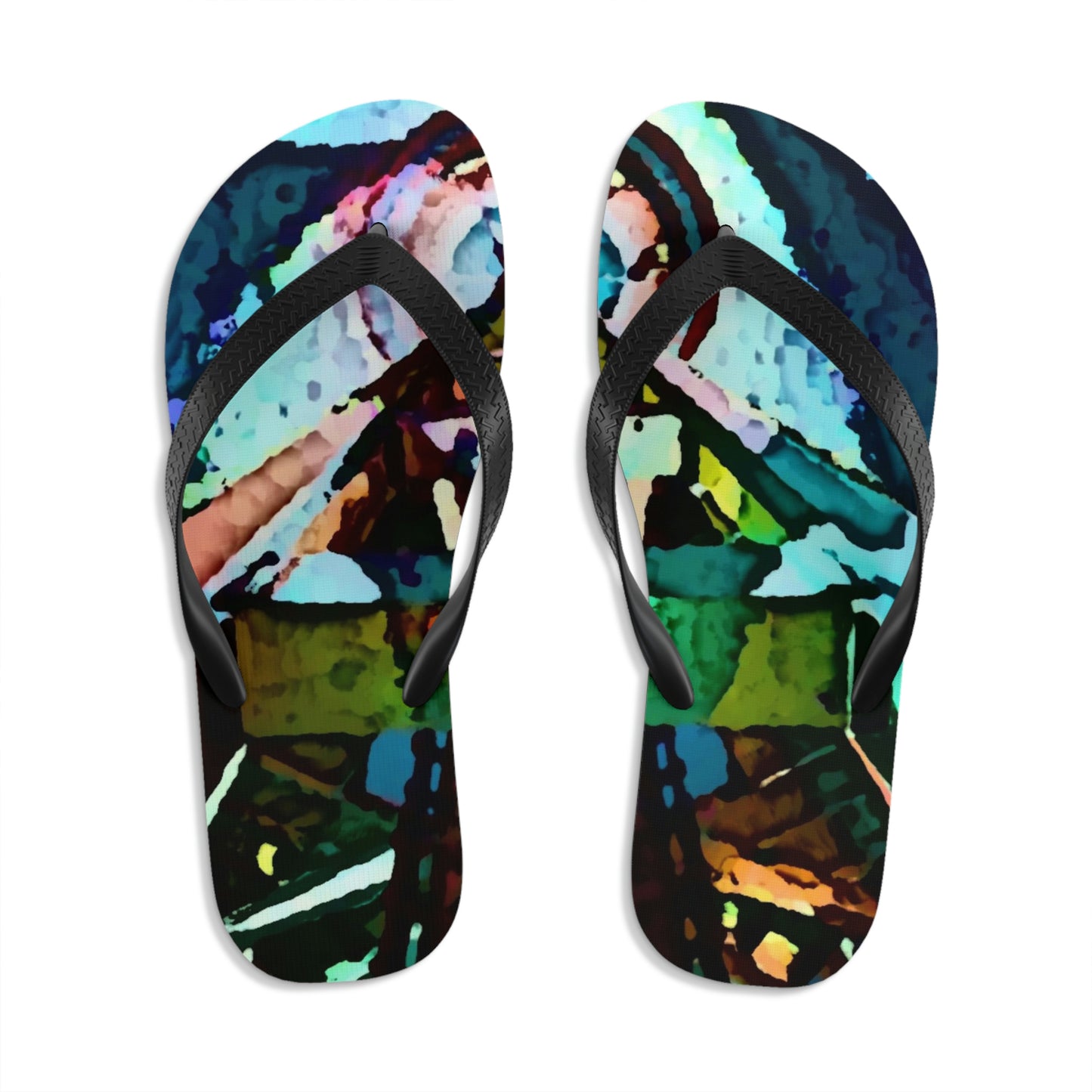 Unisex Flip-Flops ... "Seattle's World Fair" ... Below Space Needle 'Looking Up' ... On A Very Rainy Morning (Father's Family Photo). ... Original ...