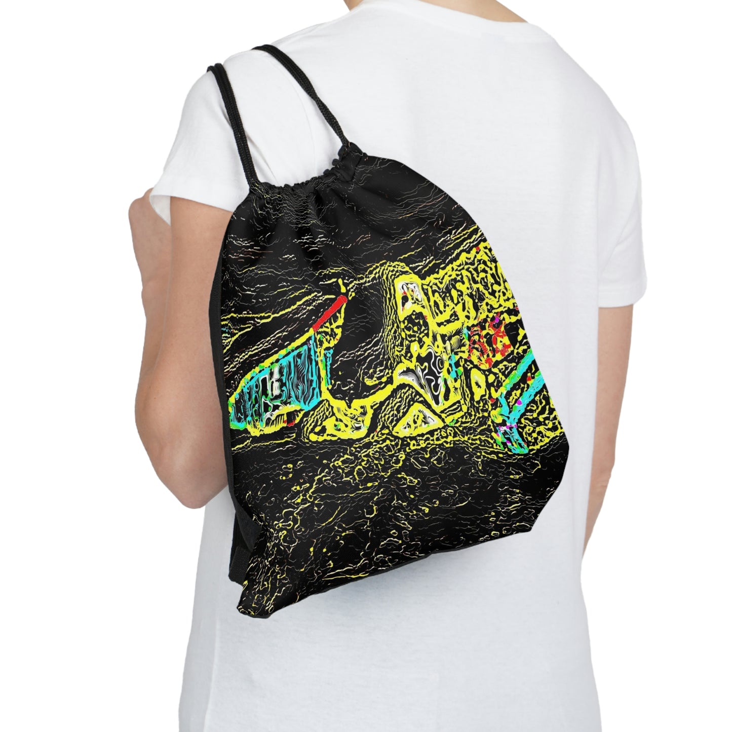 Outdoor Drawstring Bag ...  "Snow Vehicle In Snow Storm At-Rest" ... Circa 12Mar23 ... Central Idaho ... 18-Hours Rendering Time: Original Works ...