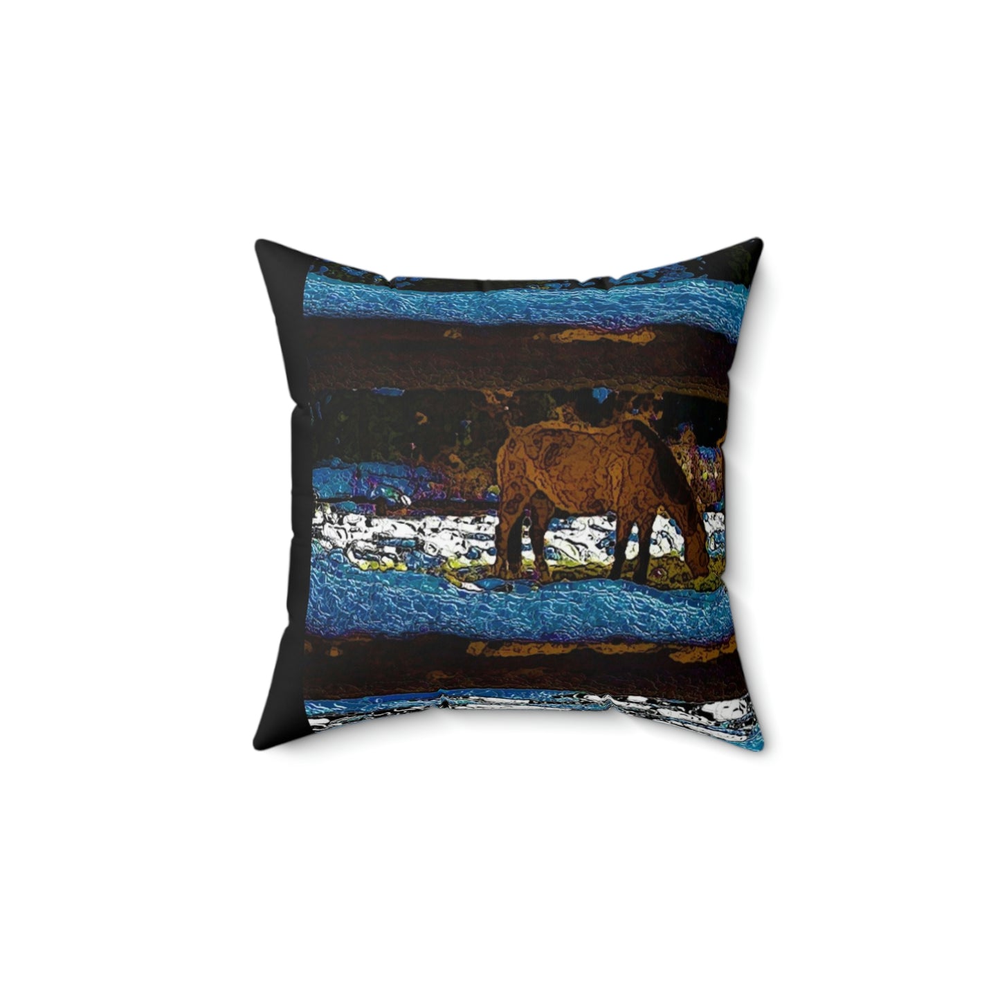 Spun Polyester Square Pillow ...  A Horse ... A Saddle ...  Foraging Through The Snow ...  An_Asses 'Cry' ... Central Idaho, November 2022 ...  Original Works ..