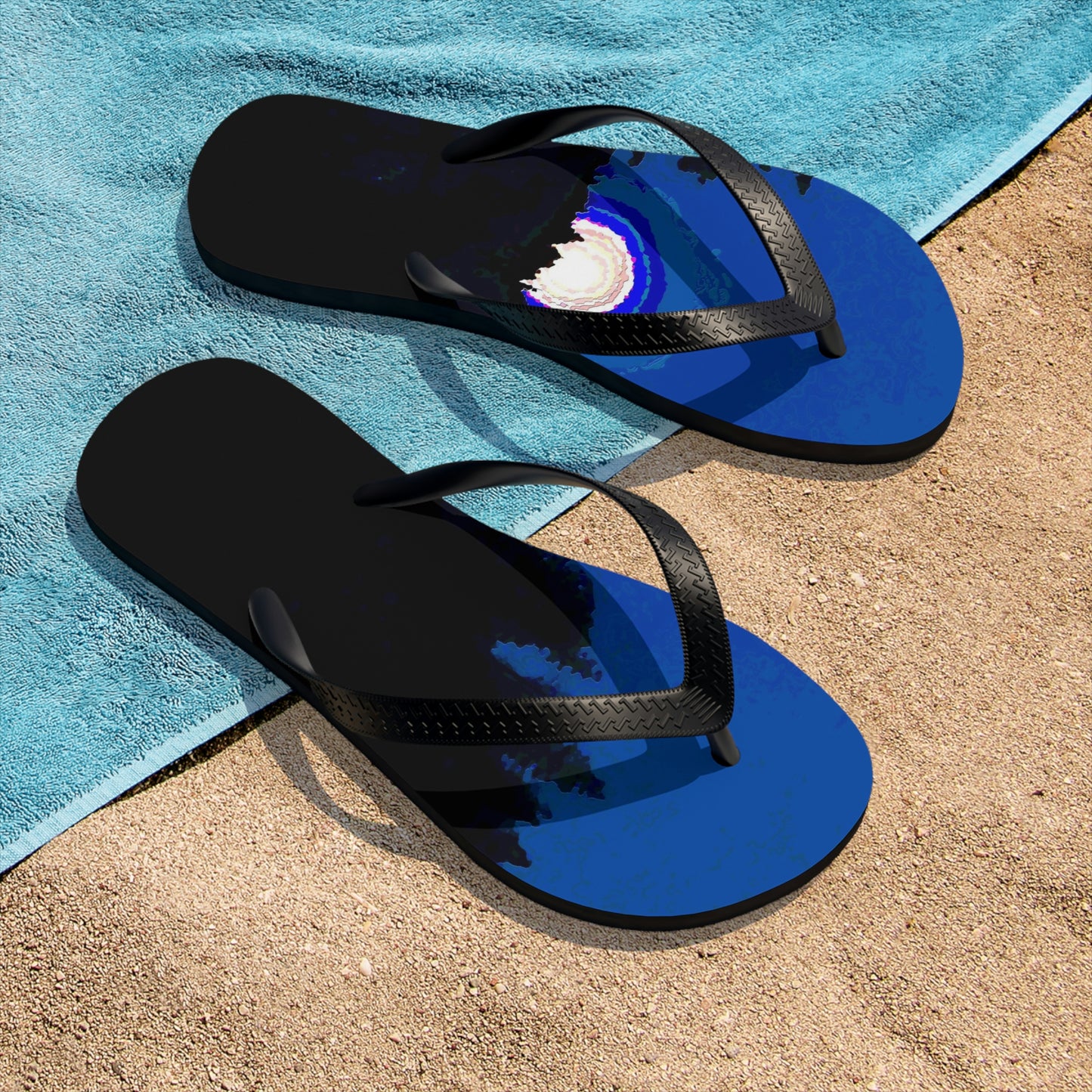 Unisex Flip-Flops ... "The Road Home" ...' Over The River & Through The Woods To? ...' ... Moonscape Near Elk City, Idaho ... Original Works ... 5Jan23 ...