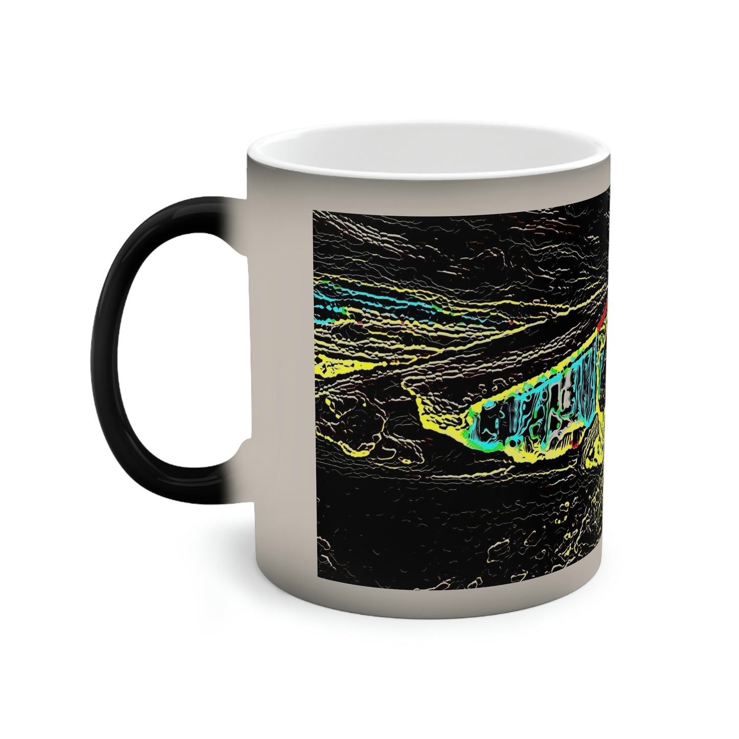 Color-Changing Mug, 11oz ... "Snow Vehicle In Snow Storm At-Rest" ... Circa 12Mar23 ... Central Idaho ... 18-Hours Rendering Time: Original Works ...