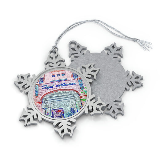 Pewter Snowflake Ornament ... "La Grande Entree" At: 'The Pink Palace' ... The Royal Hawai'ian ... Honolulu, HI ... '27Oct2014' ... Original Works ...