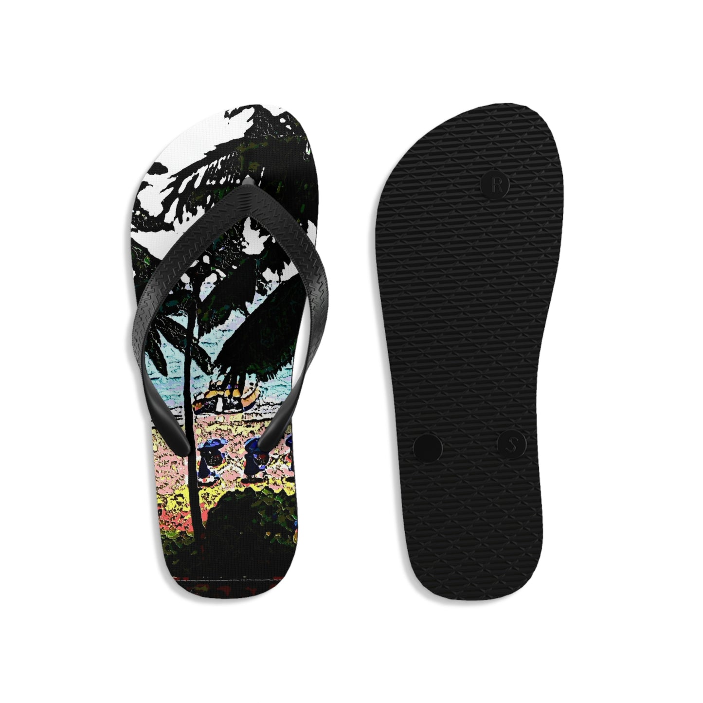 Unisex Flip-Flops ...  "A Beautiful Beach Amongst The Palms" ... The Outrigger Waikiki, Honolulu, Oahu ... Original Works ...