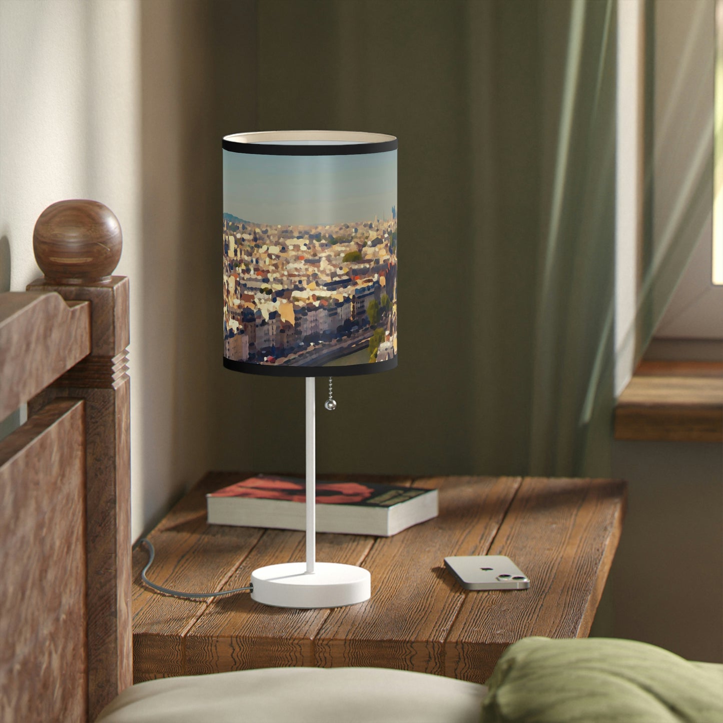 Lamp on a Stand, US|CA plug ... Au Paris ... "Along The River Seine" ... Barbara Joan Bonnell-Holt: 1972 ... Original Works ...