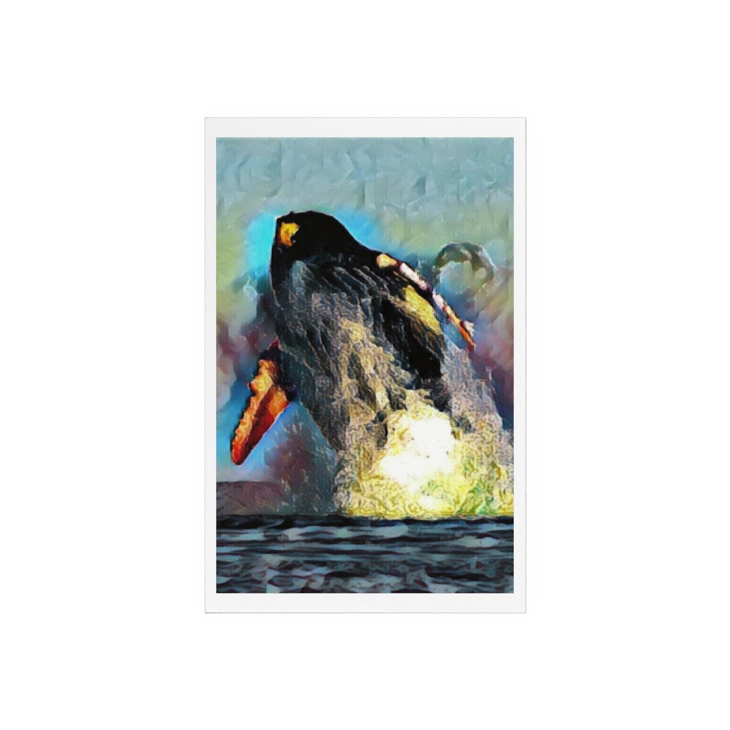 Acrylic Sign with Wooden Stand ... An Extraordinary Humpback Breach ... 'With Explosive Energy' ... Family Archives (KPH) ... Circa: 21st Century. Maui, HI ... Original Works ...