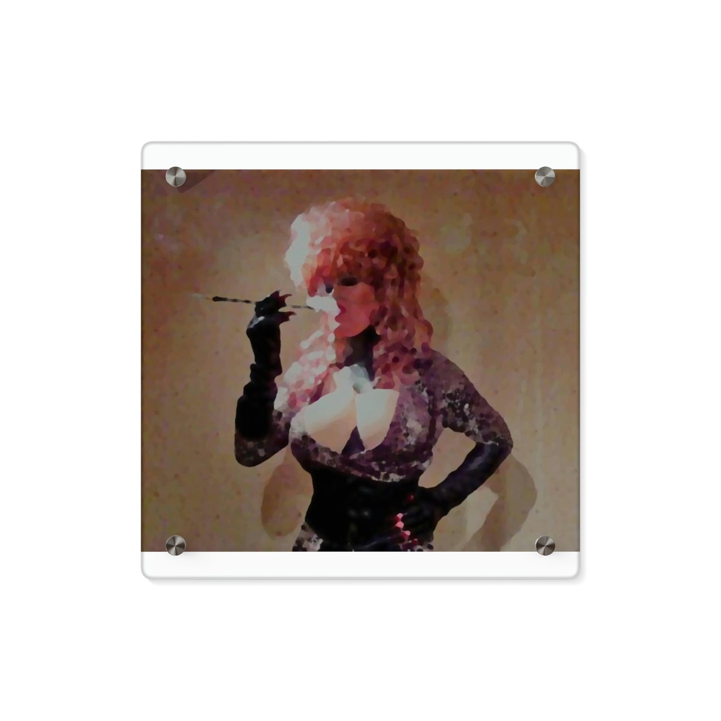 Acrylic Wall Art Panels ...  A Colleague Overseas ... 'Enjoying A Fag' ... Original Works ... "April Fools 2023" ... Hot-Tranny-Smoke ...