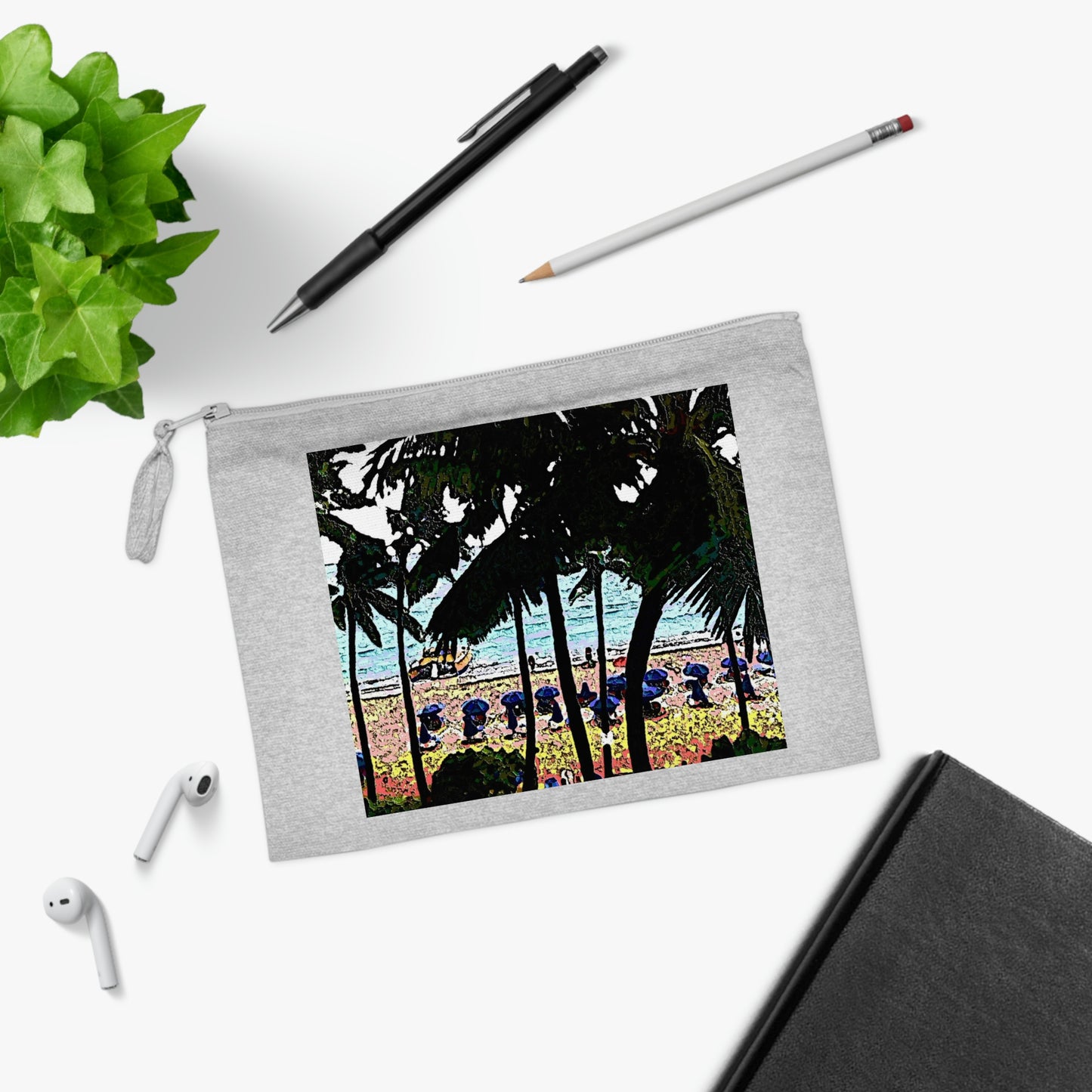 Pencil Case ... "A Beautiful Beach Amongst The Palms" ... The Outrigger Waikiki, Honolulu, Oahu ... Original Works ...