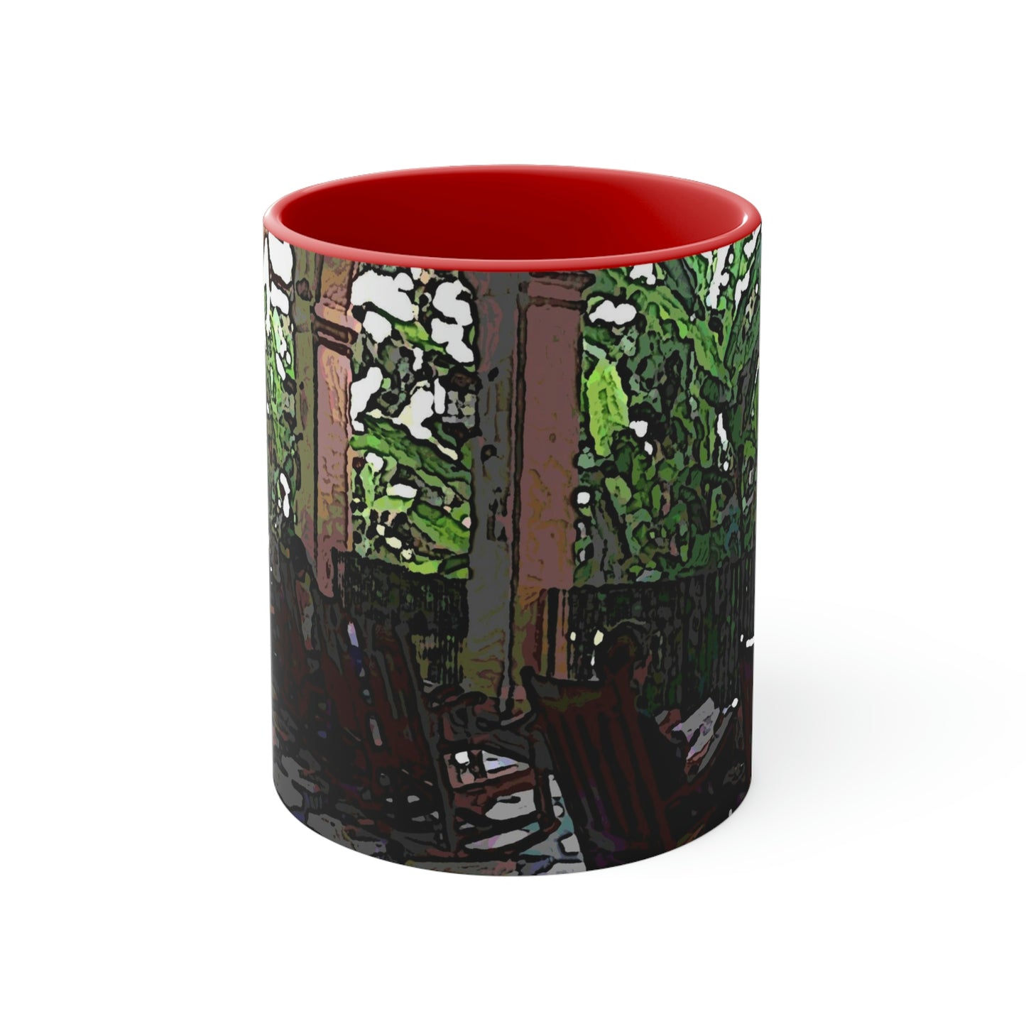 Accent Coffee Mug, 11oz ...  Lanai & Rocking Chairs At: 'The Pink Palace' ... The Royal Hawai'ian ... Honolulu, HI ... '27Oct2014' ... Original Works ...