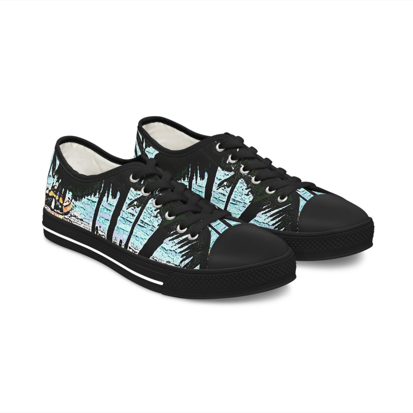Women's Low Top Sneakers ... "A Beautiful Beach Amongst The Palms" ... The Outrigger Waikiki, Honolulu, Oahu ... Original Works ...